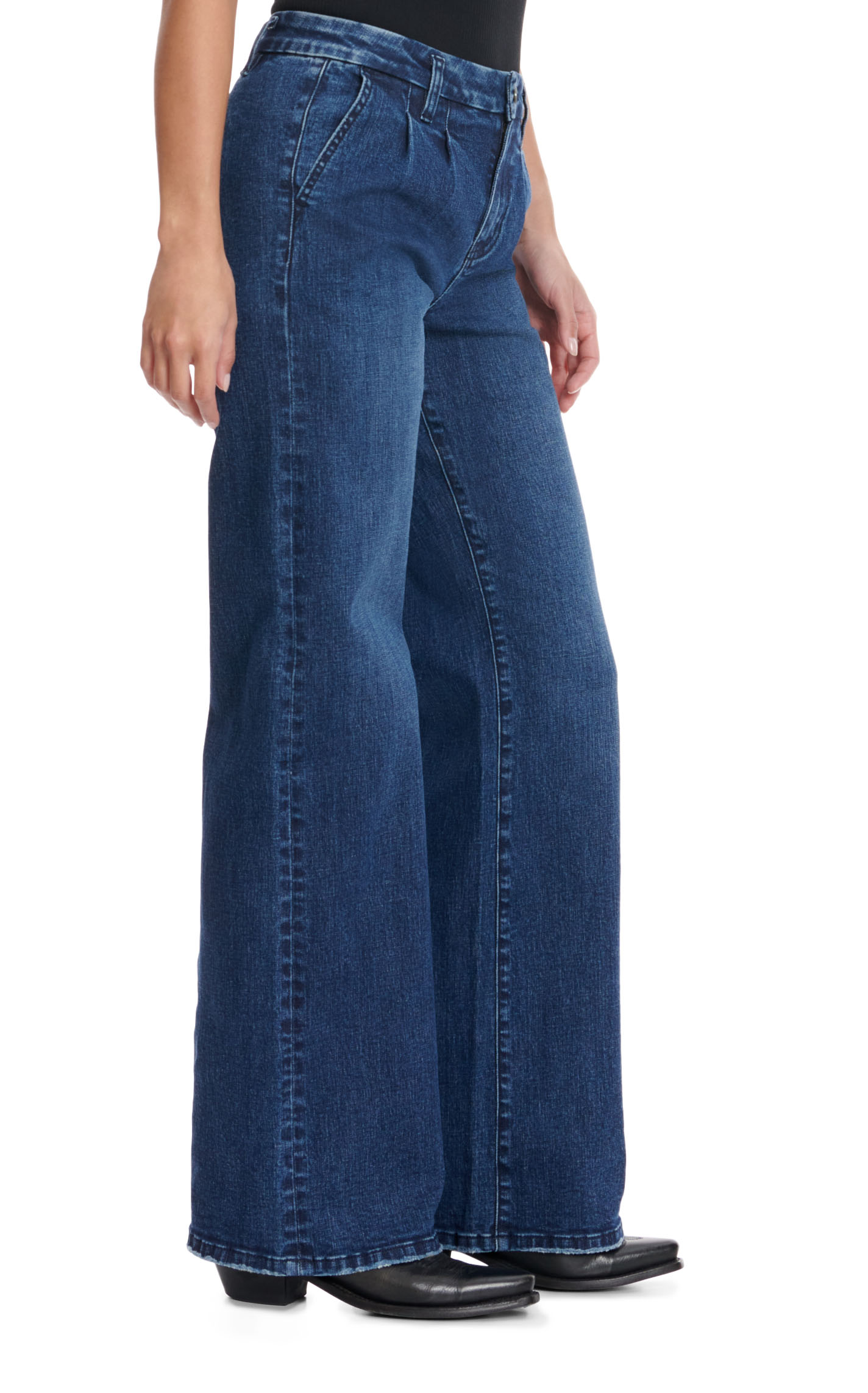 Mica Women's Dark Wash High Rise Wide Leg Trouser Style Jeans - Image 1