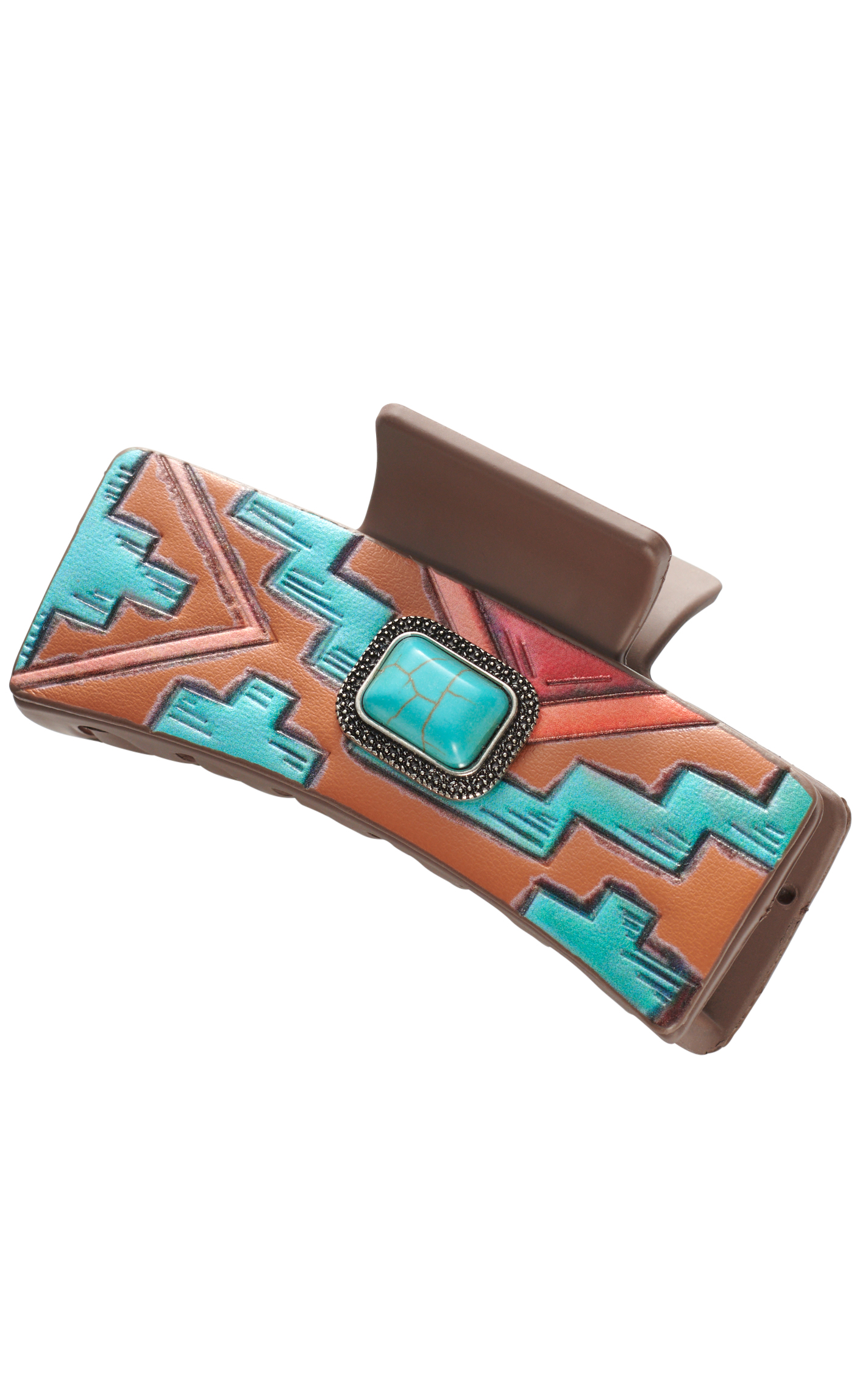 806 by Pink Panache Aztec & Turquoise Stone Aztec Claw Hair Clip - Image 1