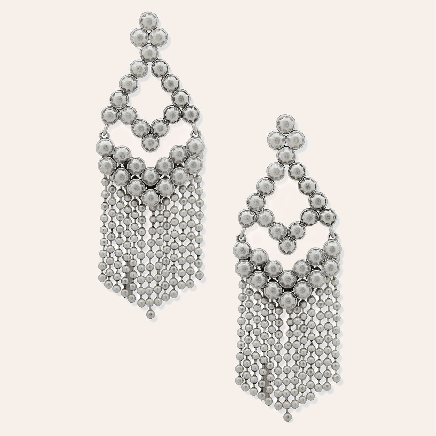 Lainey Wilson Silver Teardrop Fringe Earrings - Image 1