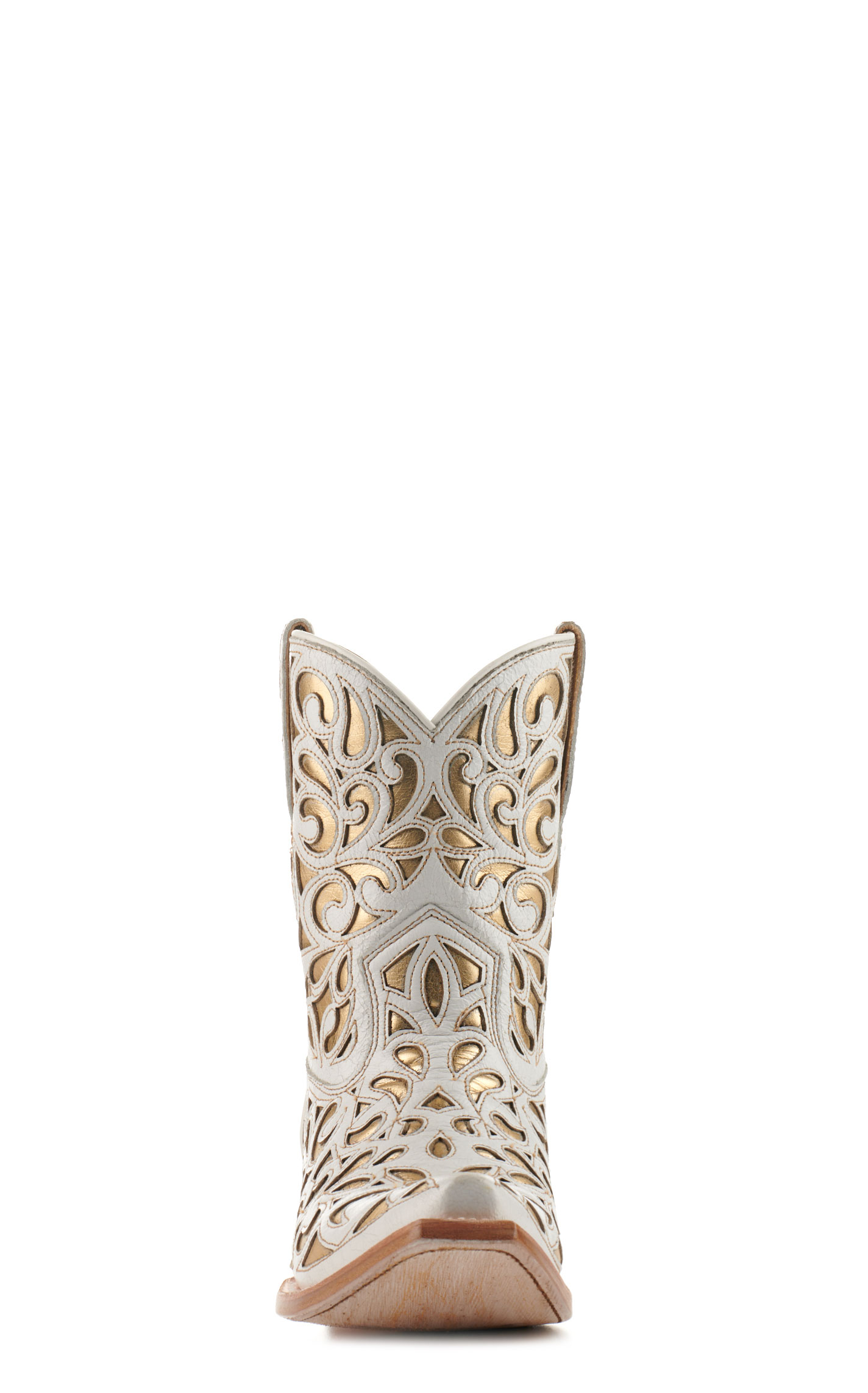 Ariat Women's Valentina White with Gold Inlay Snip Toe Booties - Image 1