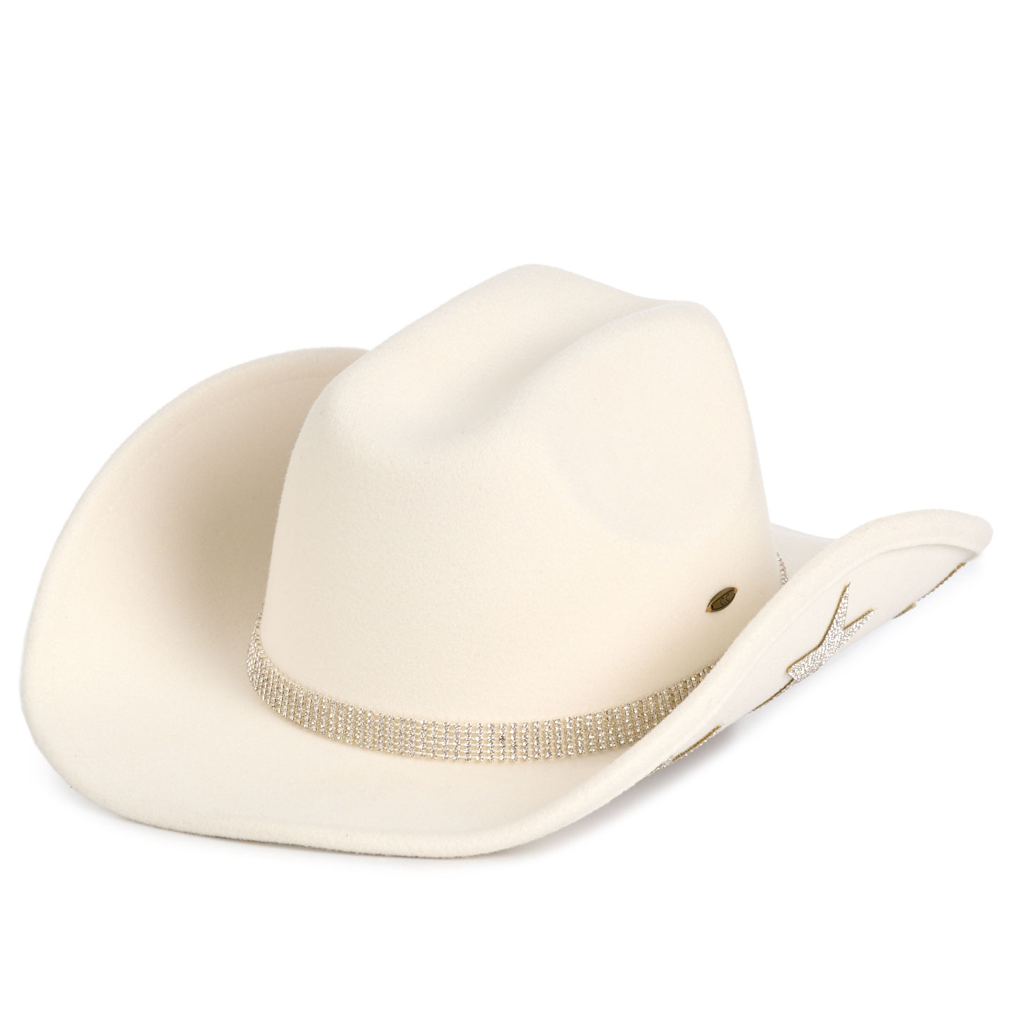Girlie Girl Originals Women's Ivory Bling & Stars Wool Cowboy Hat - Image 1