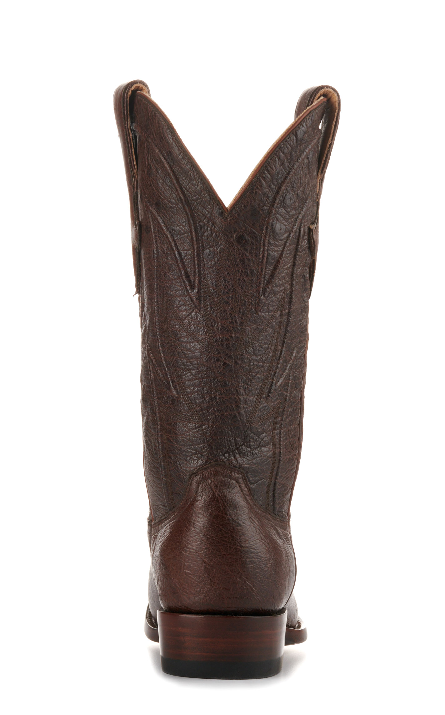 JRC & Sons Men's Cooper Smooth Quill Ostrich Round Toe Exotic Cowboy Boot in Antique Chocolate - Image 1