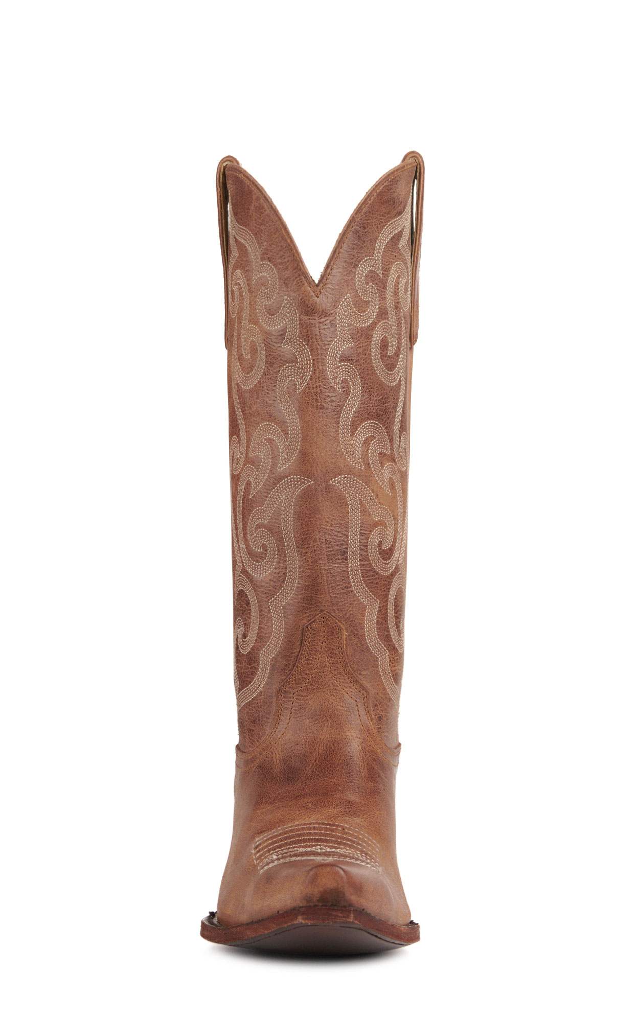 Cavender’s Women’s Antique Leather Taupe with Tonal Embroidery Snip Toe Cowboy Boots  - Image 1