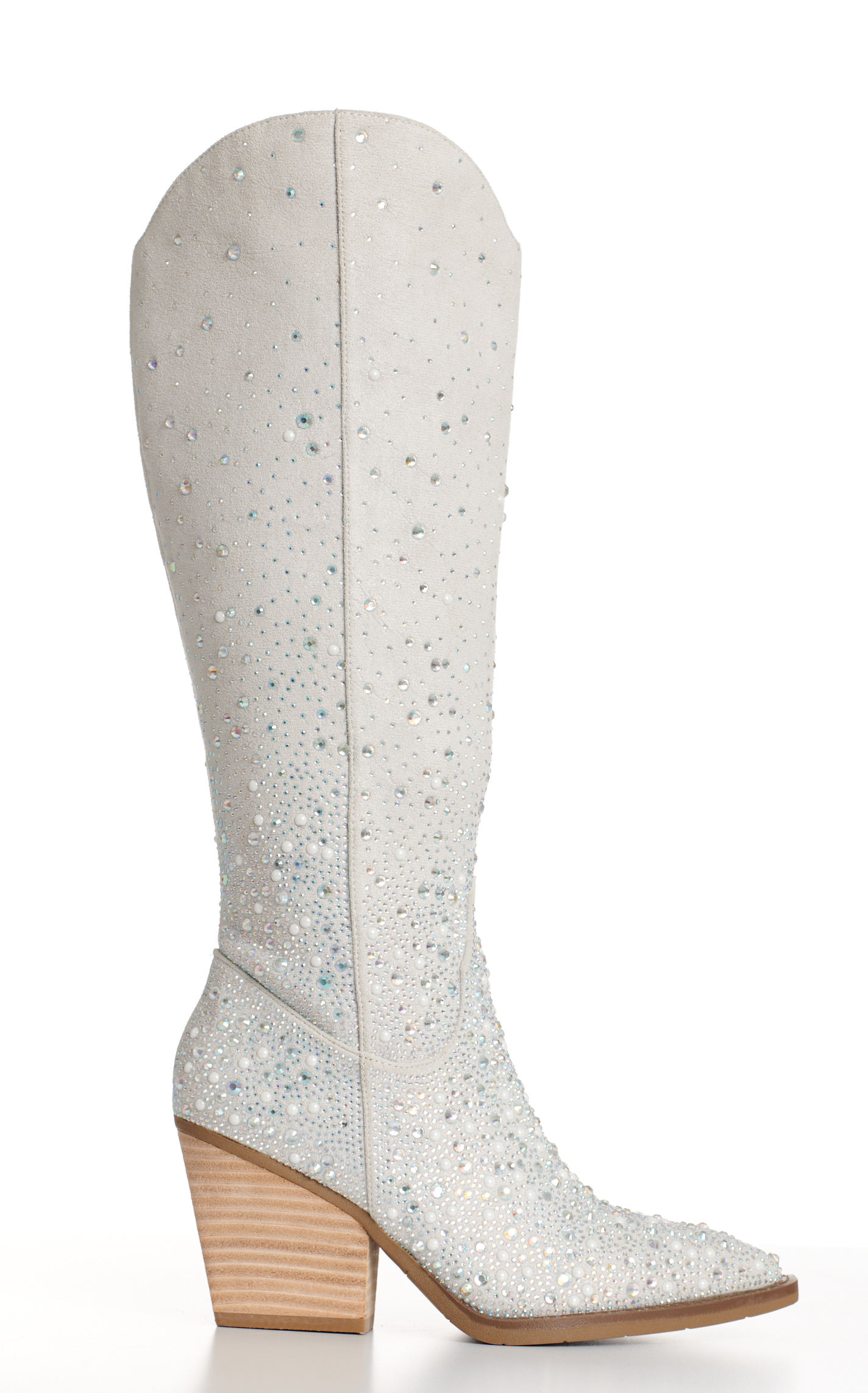 Very G Women's Blaze Silver Crystals and Pearls Faux Suede Snip Toe Boots - Image 1