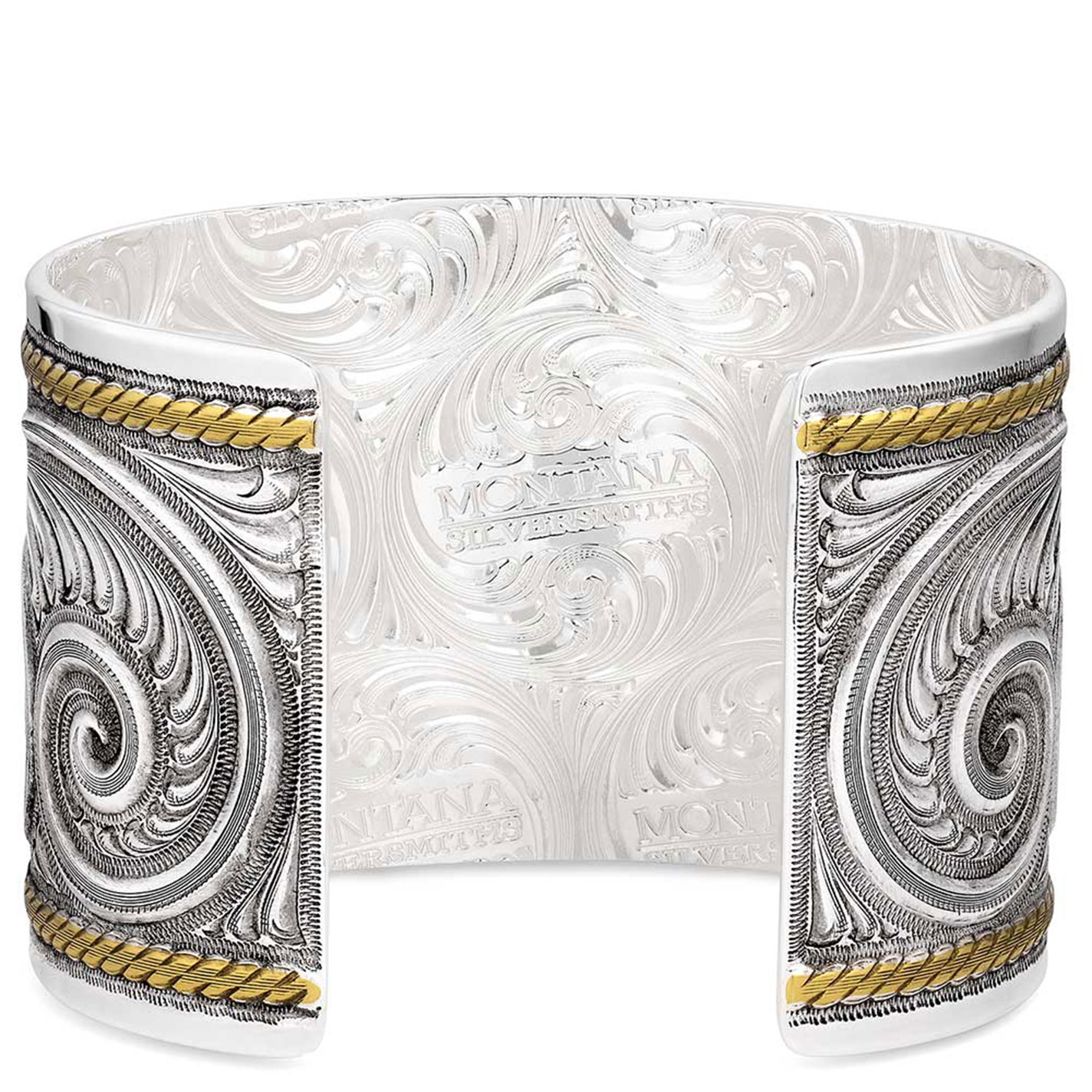 Montana Silversmiths Silver & Gold Longhorn Cuff Bracelet - Image 1