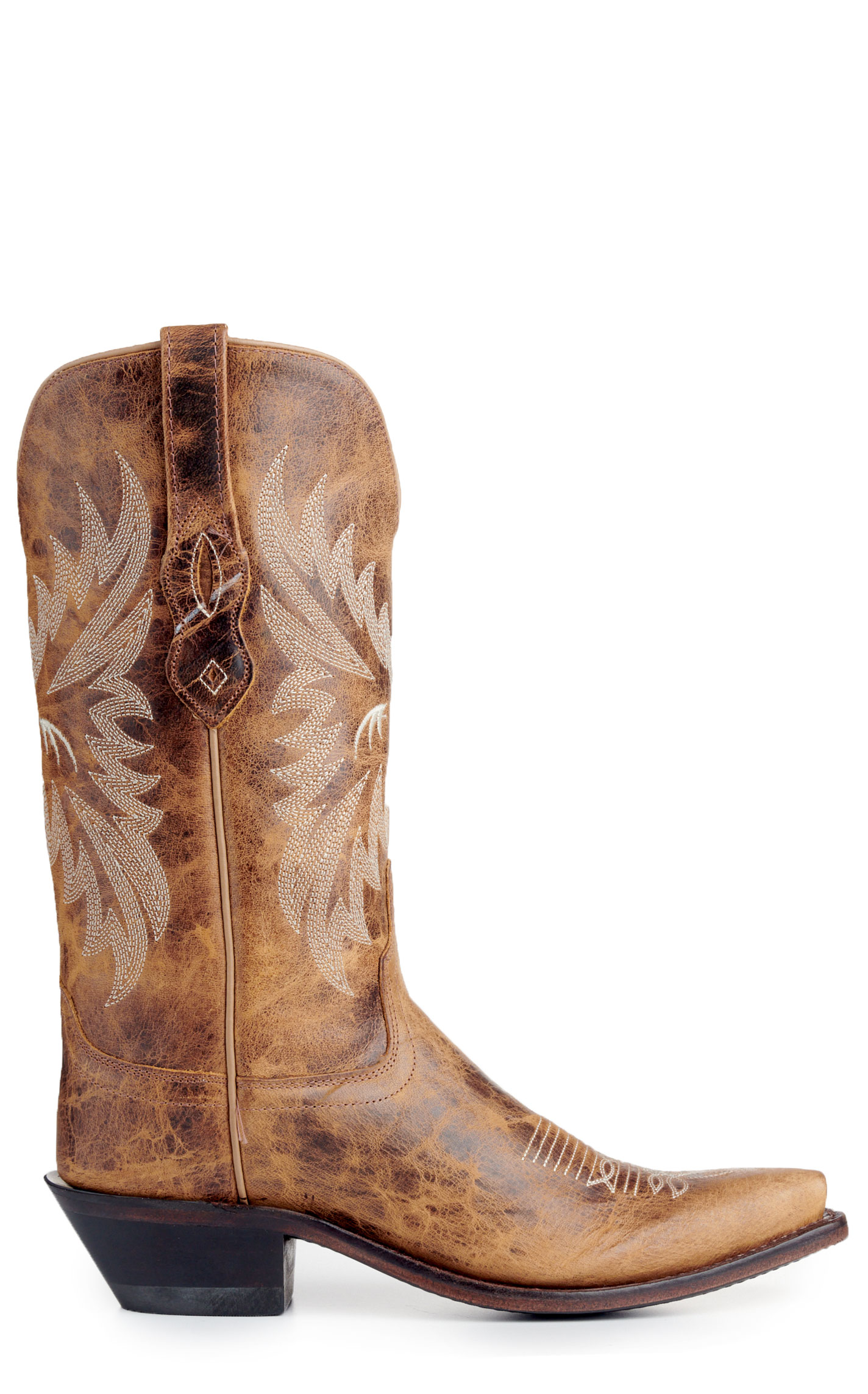 Old West Women's Burnt Tan Snip Toe Cowboy Boots - Image 1