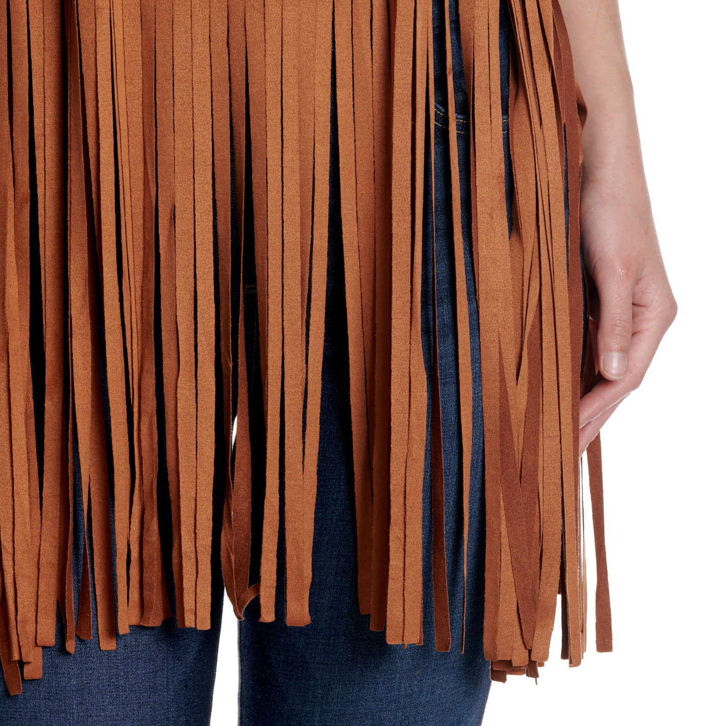 Cowgirl Hardware Women's Mocha Faux Suede Fringe Bottom Top - Image 1