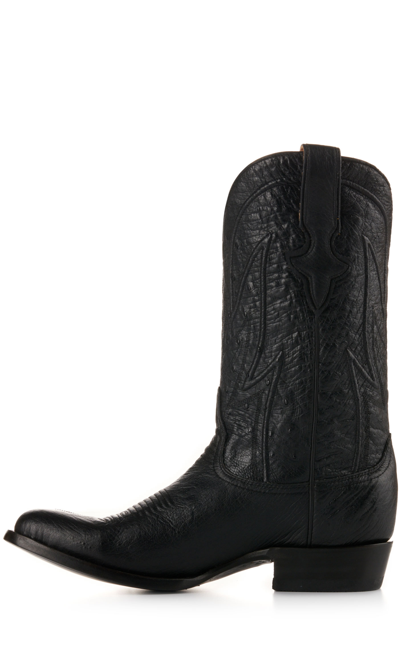 JRC & Sons Men's Cooper Smooth Quill Ostrich Round Toe Exotic Cowboy Boot in Black - Image 1
