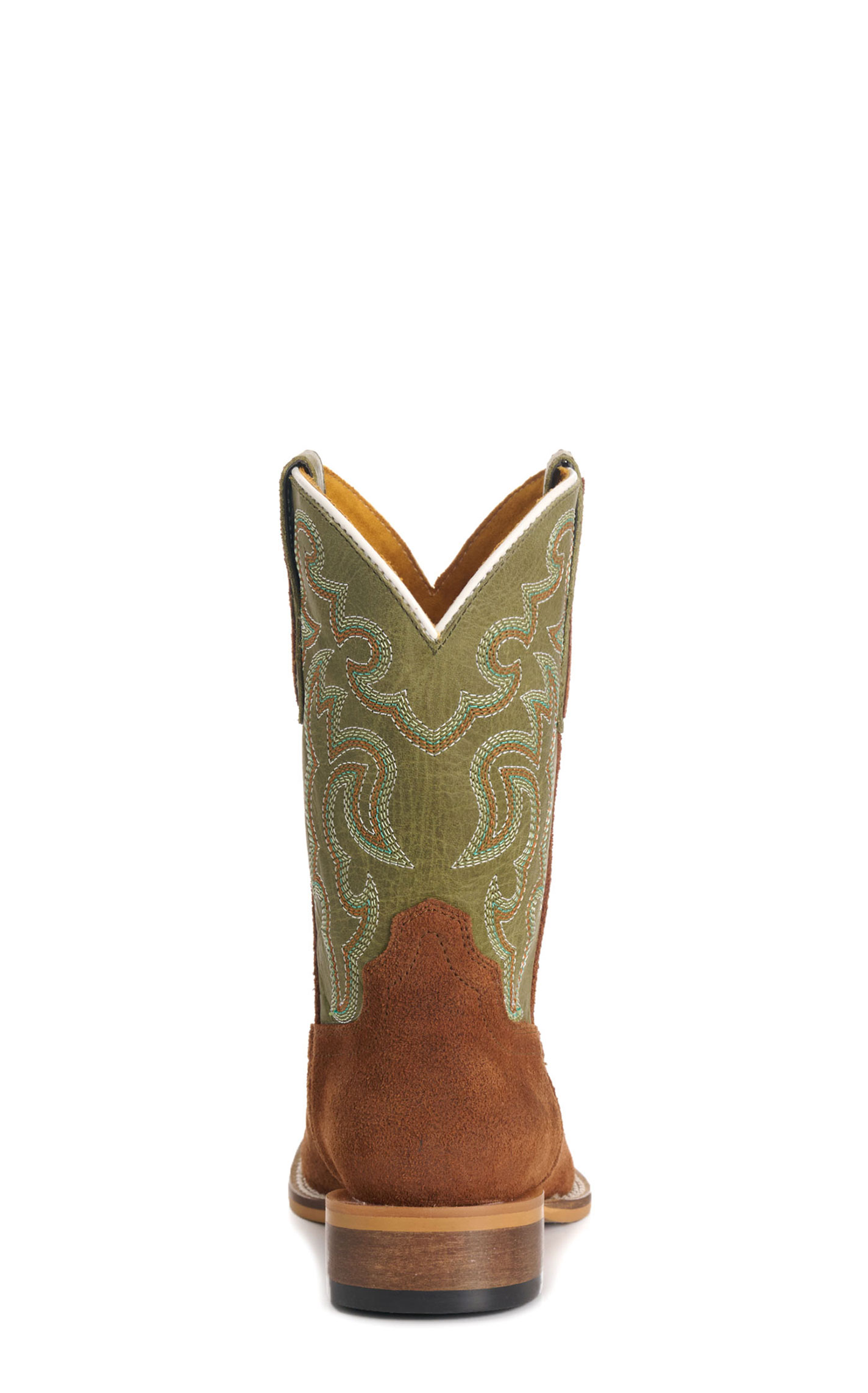 Cavender’s Kids' Olive Green & Brown Roughout Suede Square Toe Cowboy Boots - Image 1