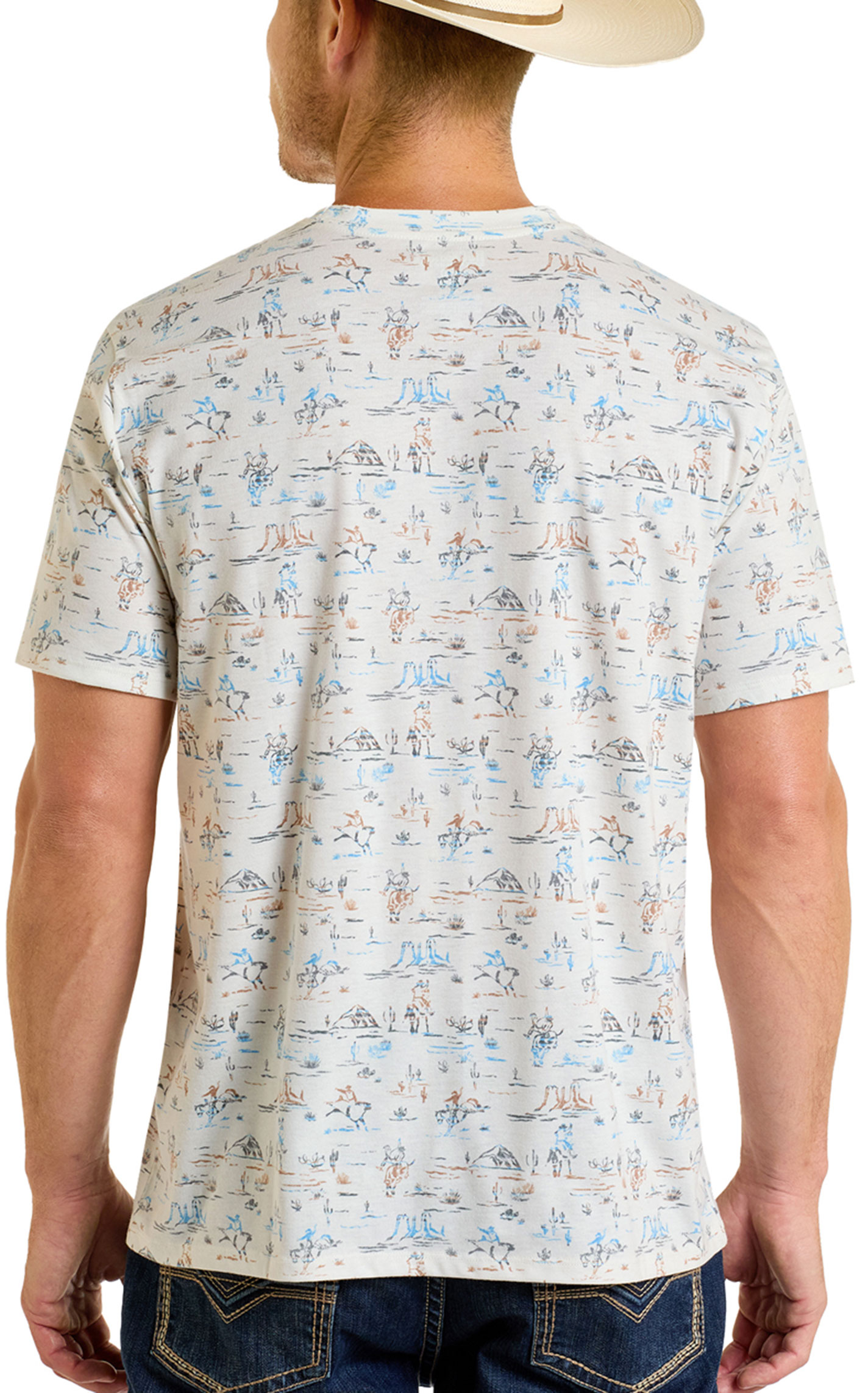 Rock & Roll Denim Men's White & Multi-Color Print T-Shirt - Image 1