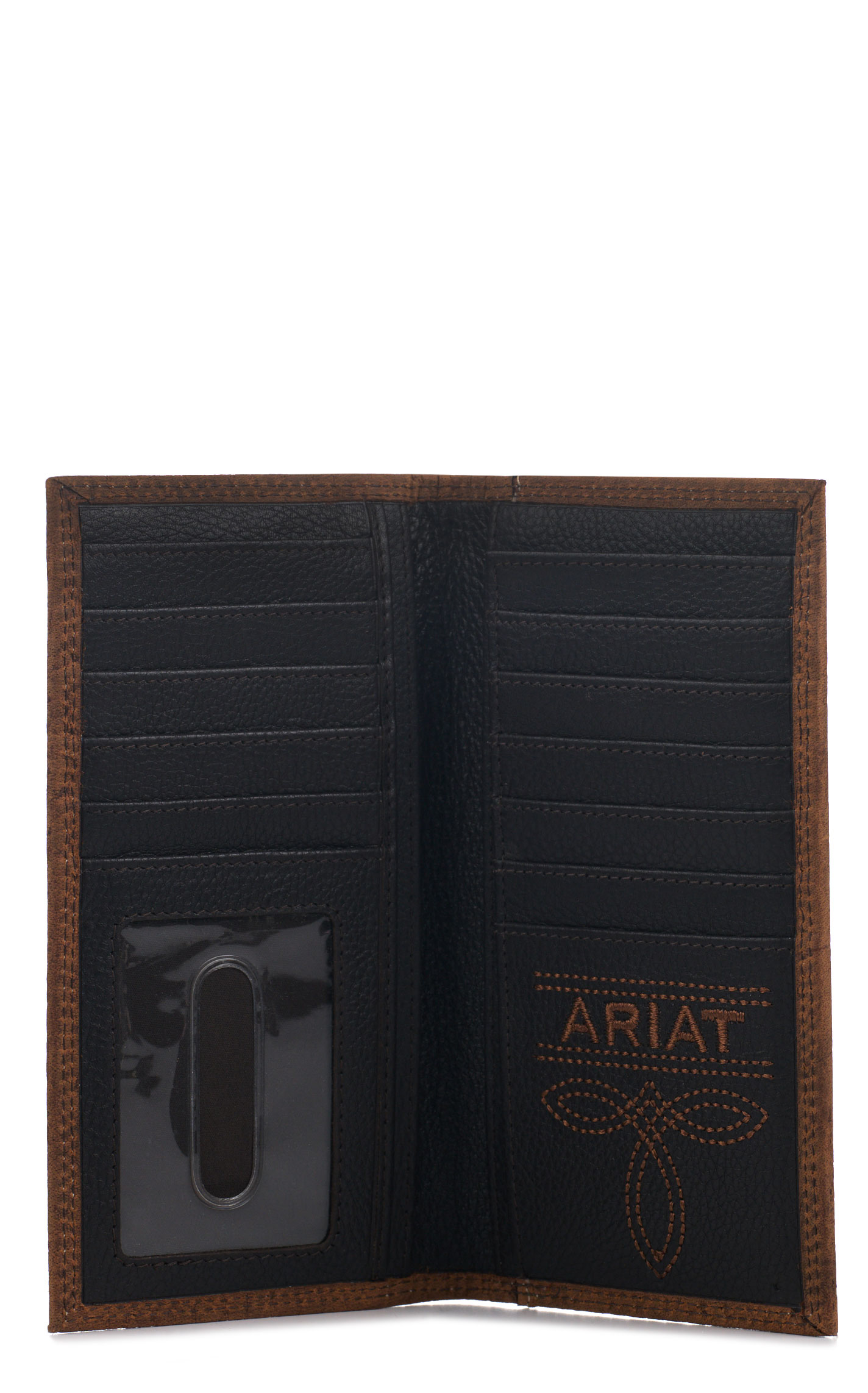 Ariat Men's Rich Latte Bullhide & Shield Logo Rodeo Wallet - Image 1