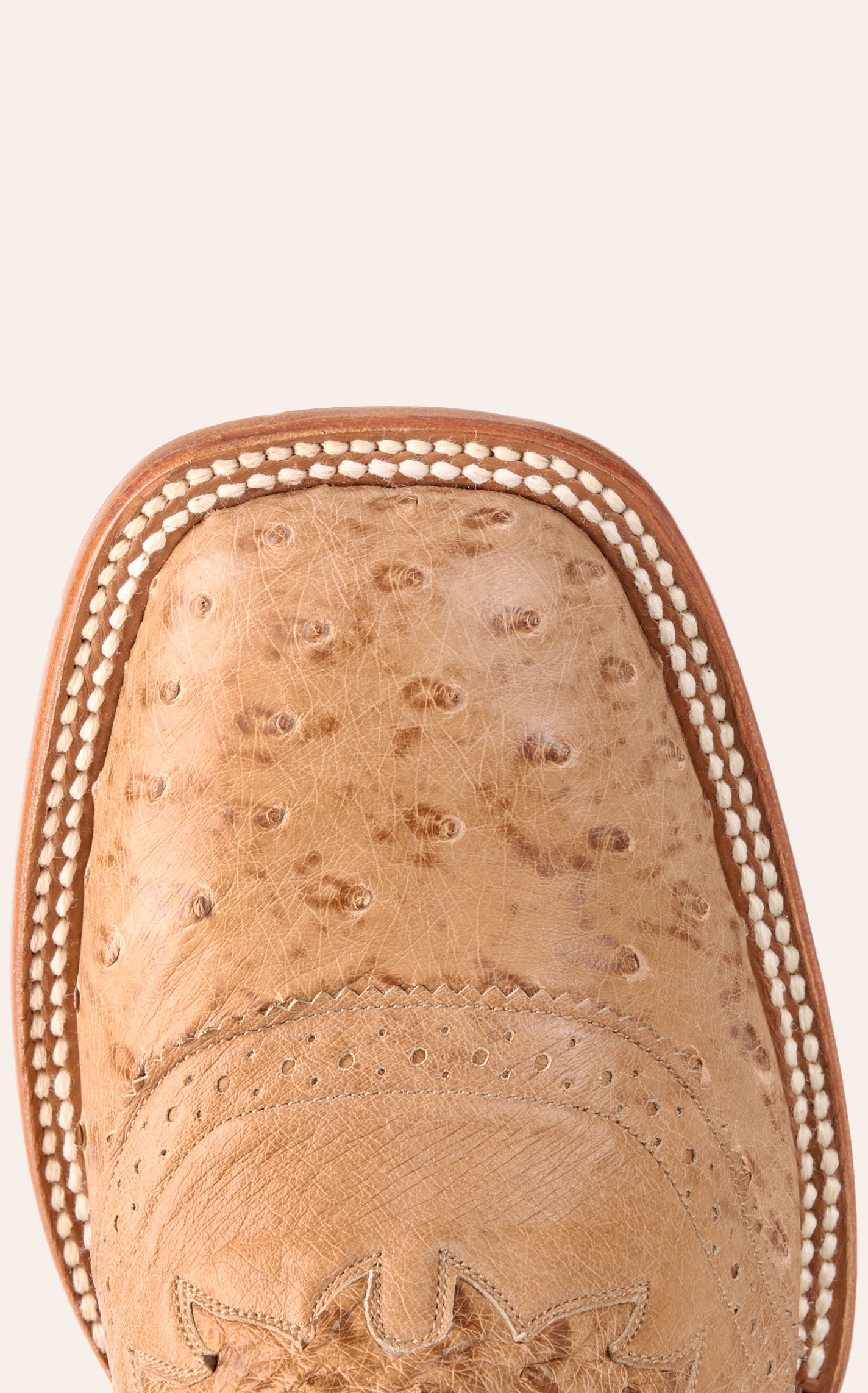 Cavender's Women's Sand & Cognac Ostrich Wide Square Toe Cowboy Boots - Image 1