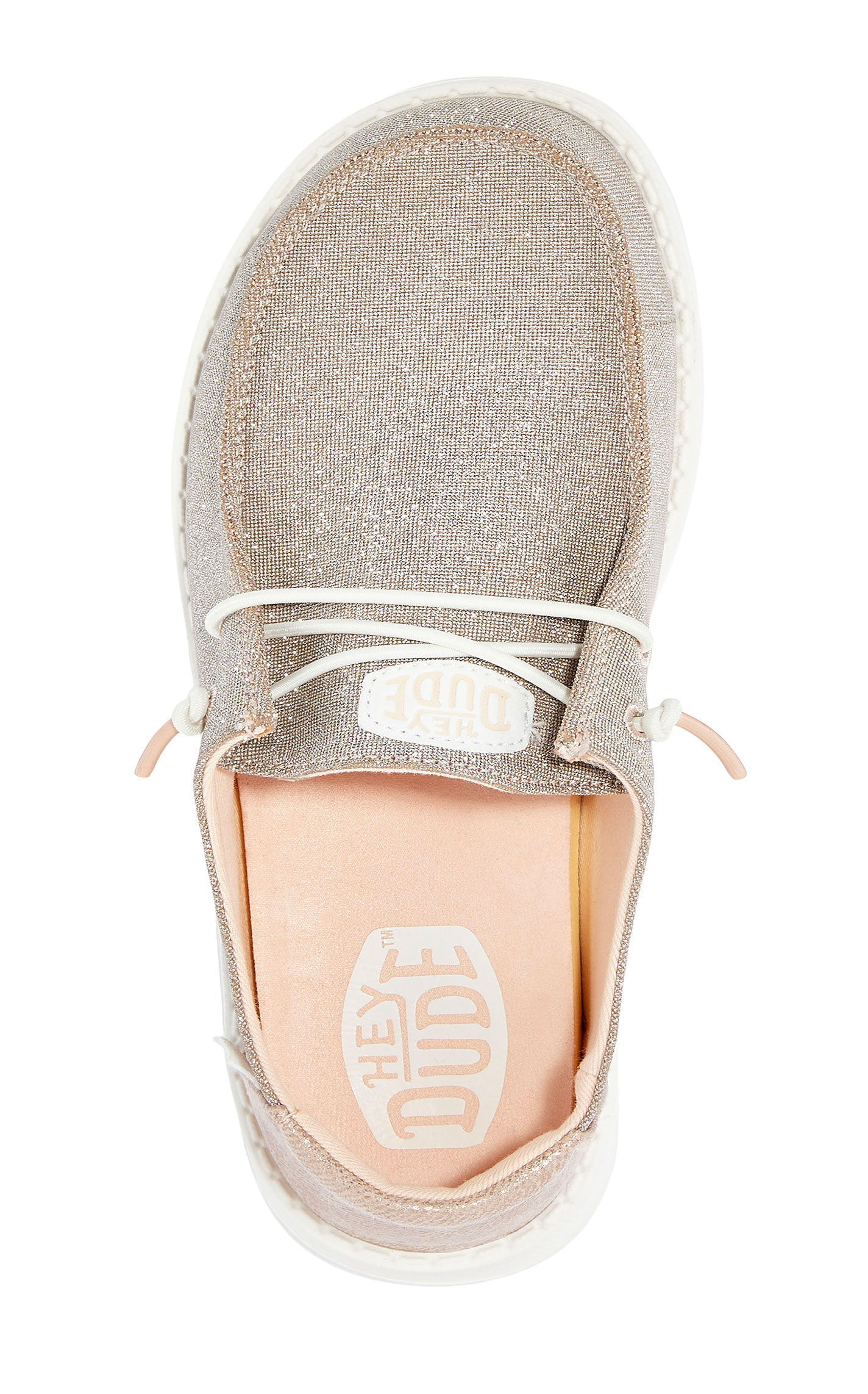 Hey Dude Toddler Girls' Wendy Metallic Sparkle Rose Gold Moc Toe Lace Up Casual Shoes - Image 1