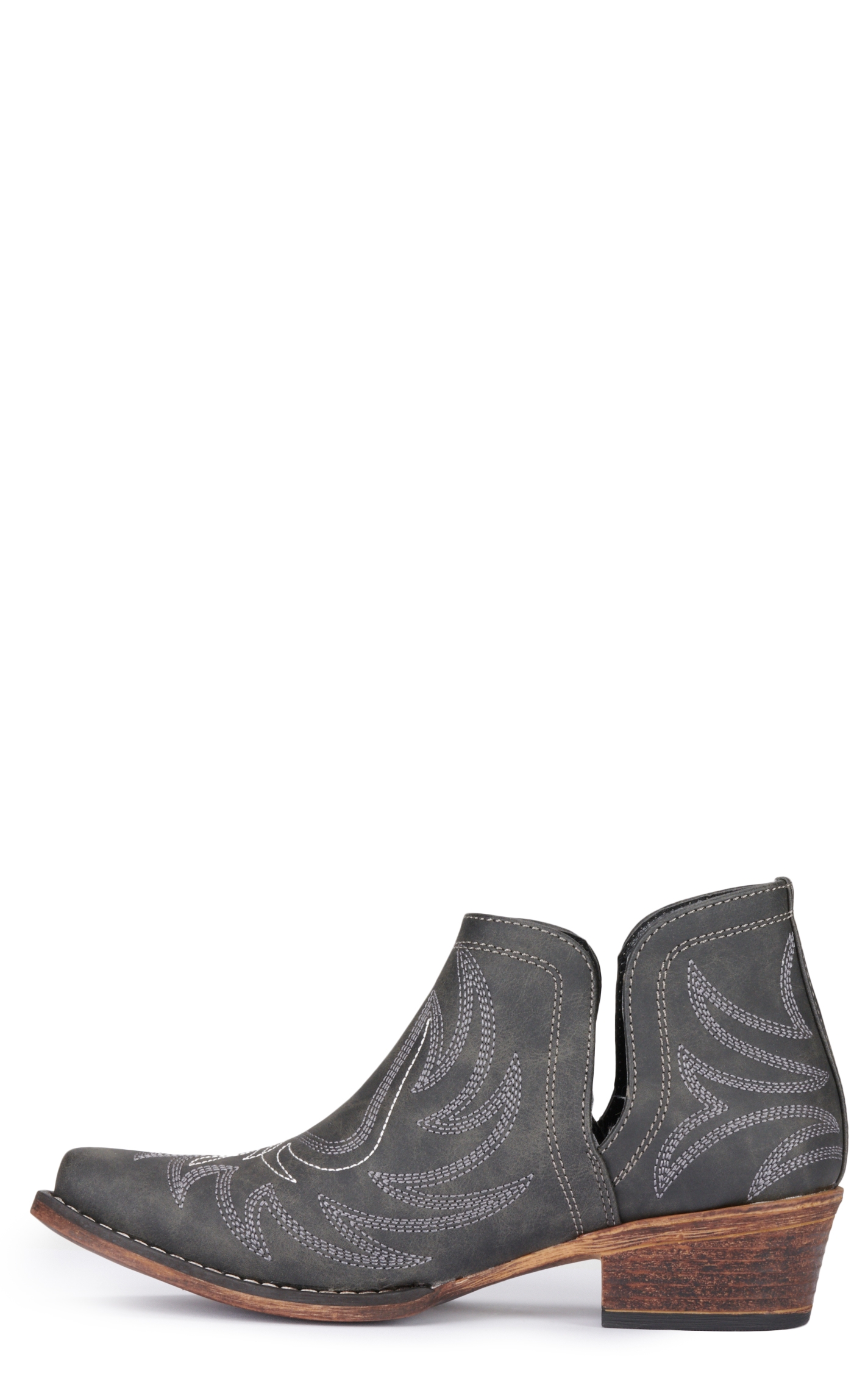Roper Women's Ava Distressed Black Snip Toe Cowboy Bootie - Image 1
