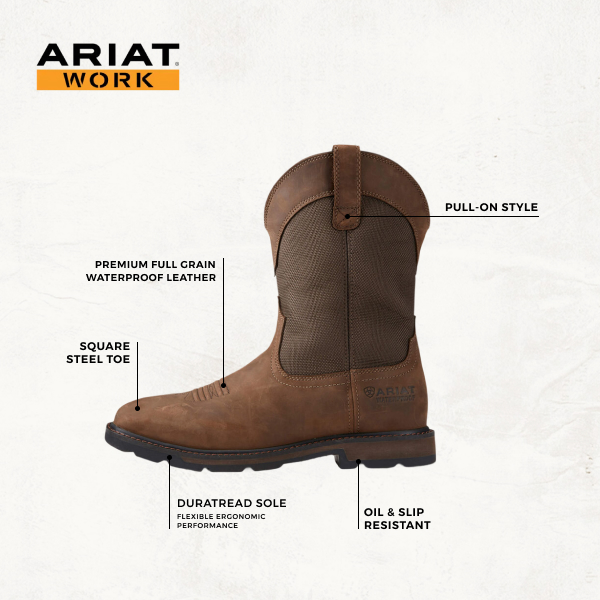 Ariat Men's Groundbreaker Brown Waterproof Square Steel Toe Work Boot - Image 1