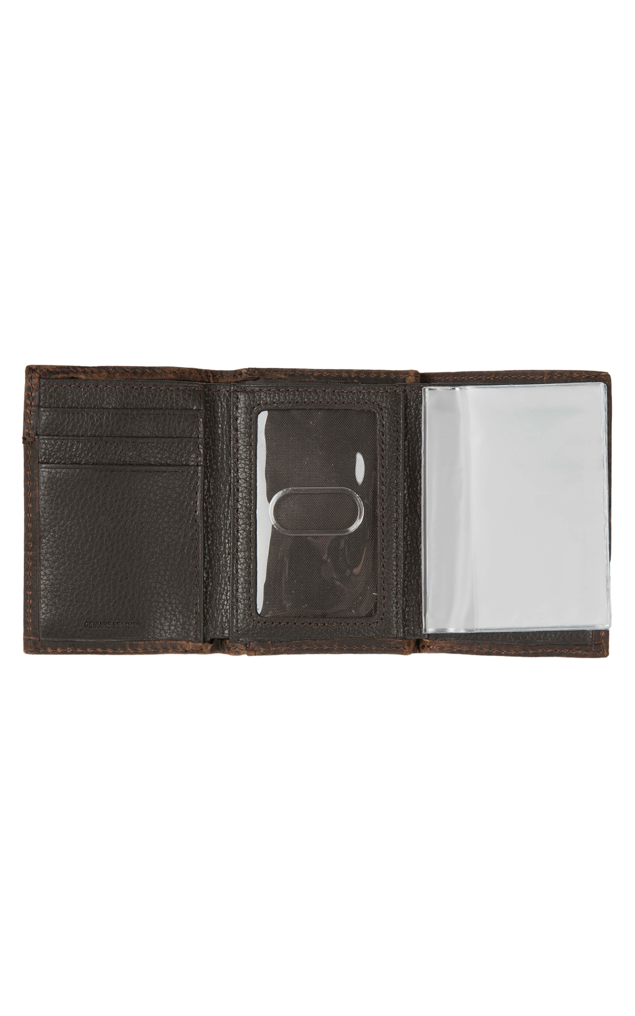 Ariat Brown with Boot Stitching Leather Tri-Fold Wallet - Image 1