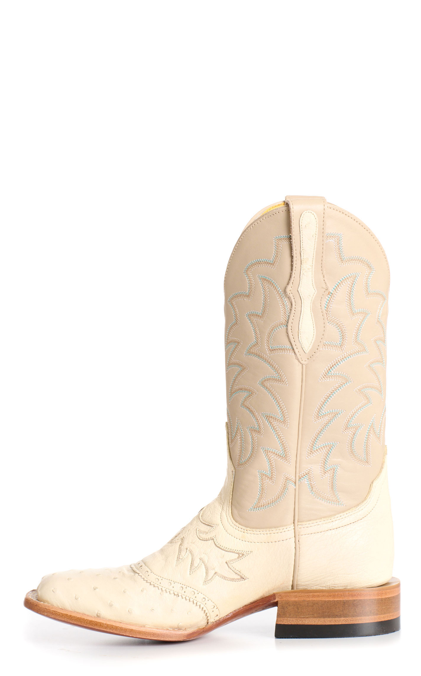 Cavender’s Women's Ivory Ostrich Wide Square Toe Horseman Boots - Image 1