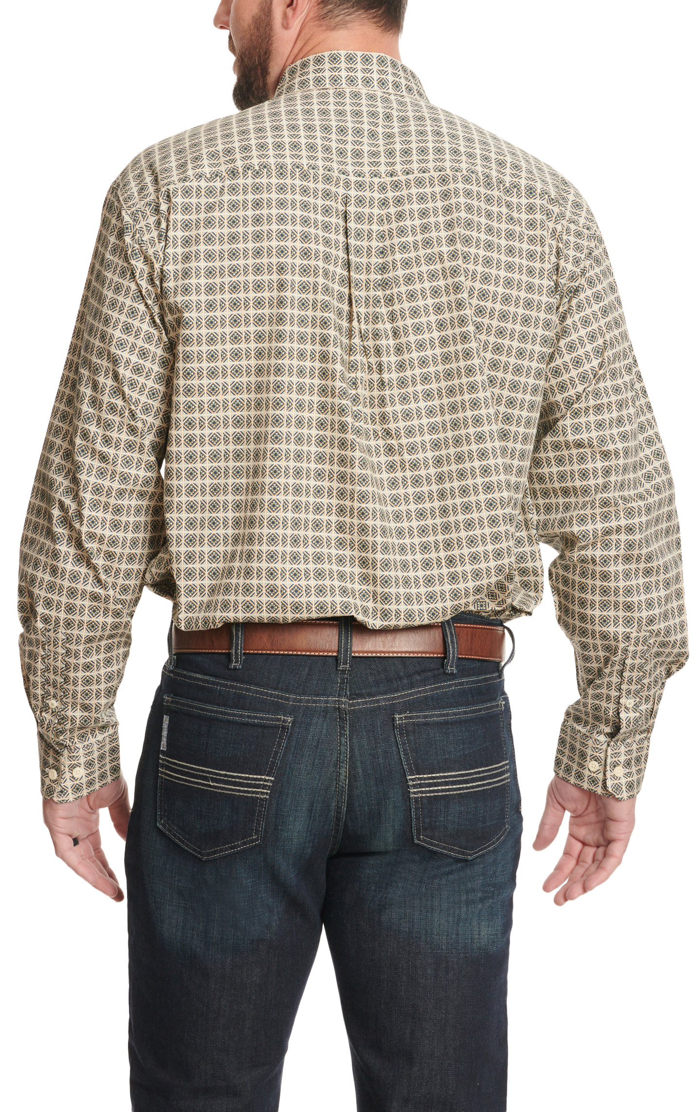 Cinch Men's Navy & Antique Gold Geo Print Western Shirt - Image 1
