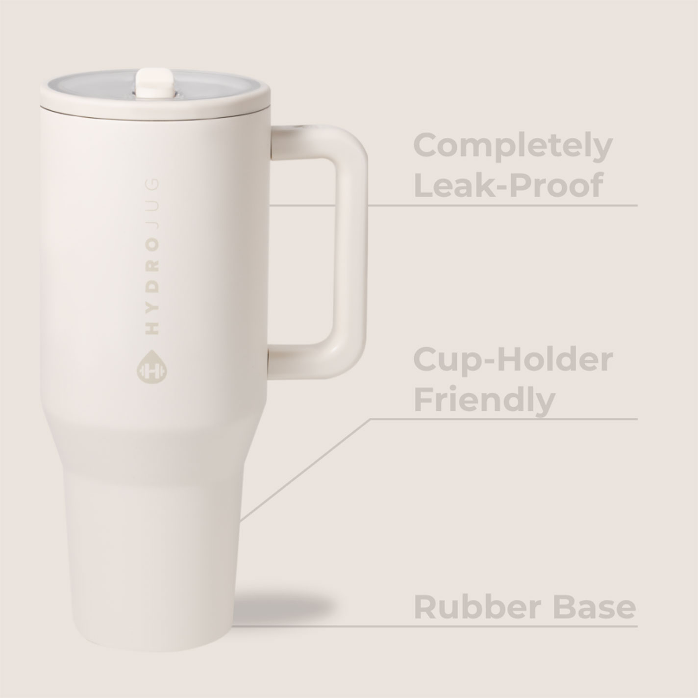 HydroJug Cream 40 oz Insulated Traveler Mug  - Image 1