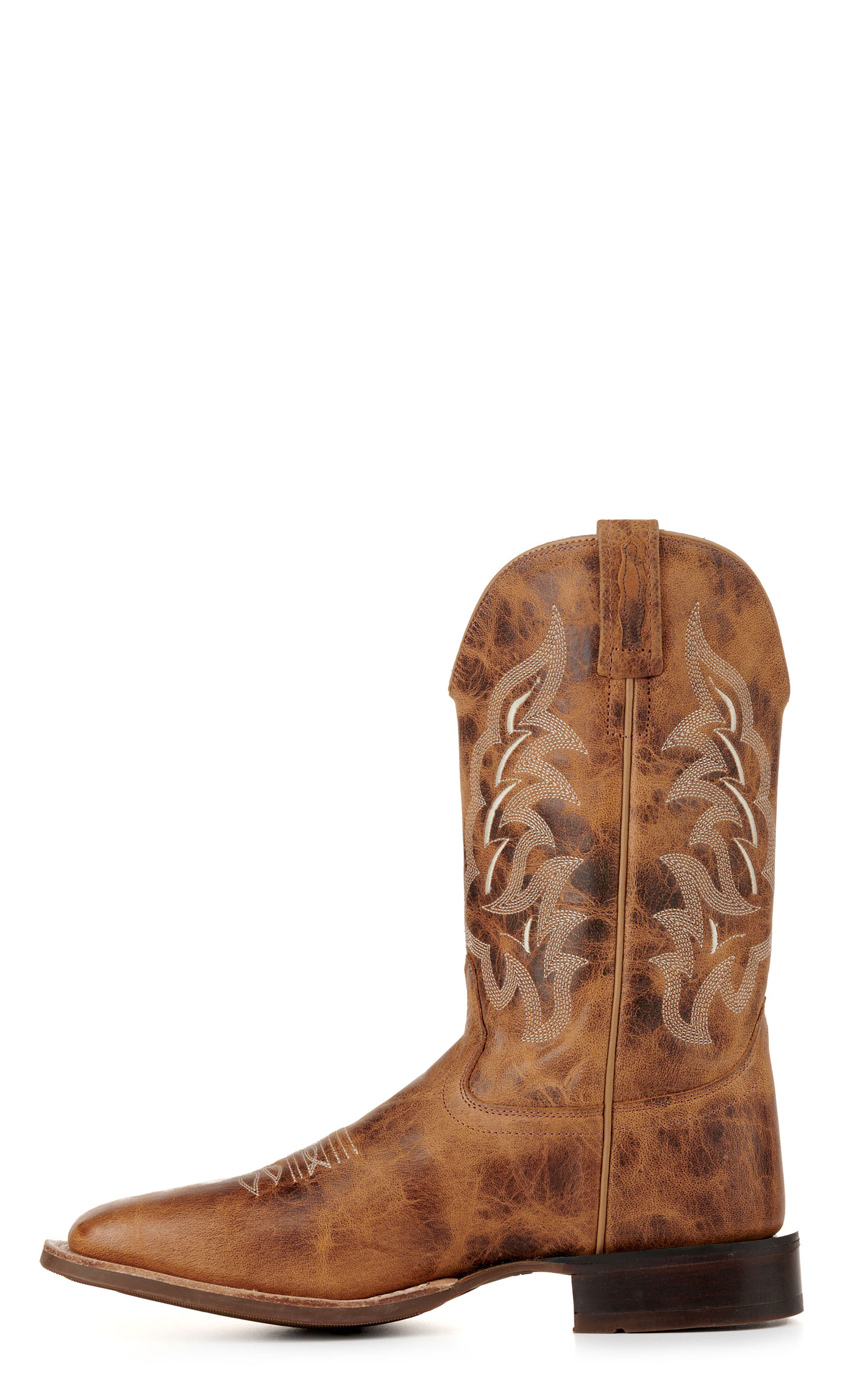 Old West Men's Burnt Tan Wide Square Toe Cowboy Boots - Image 1