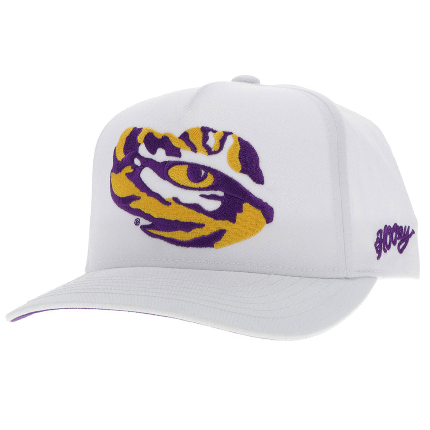 Hooey Collegiate Collection White LSU Eye of the Tiger Logo Curved Bill Cap - Image 1