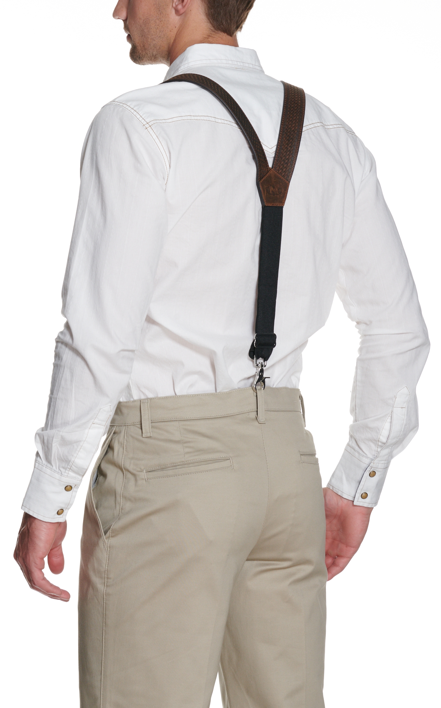 Nocona Brown Basket Weave Suspenders - Image 1