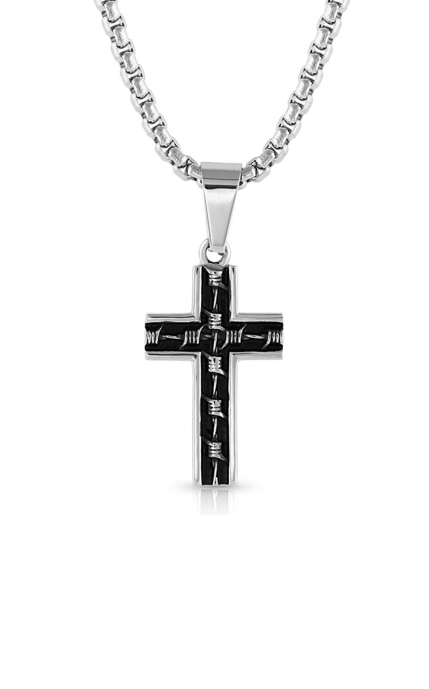 Montana Silversmiths Silver & Barbed Wire Cross Necklace - Image 2