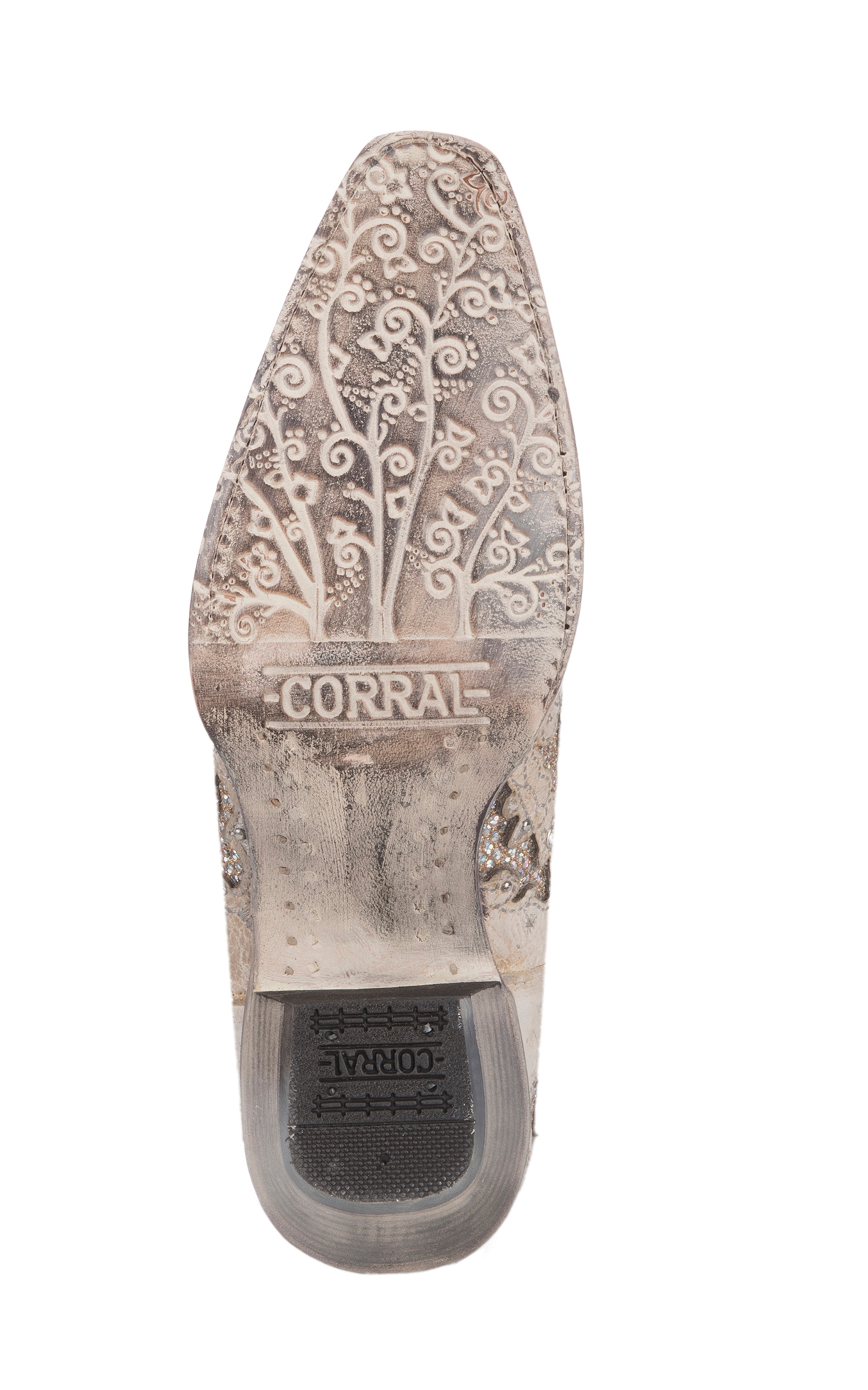 Corral Women's White Leather & Crystals Inlay Wedding Snip Toe Booties - Image 1