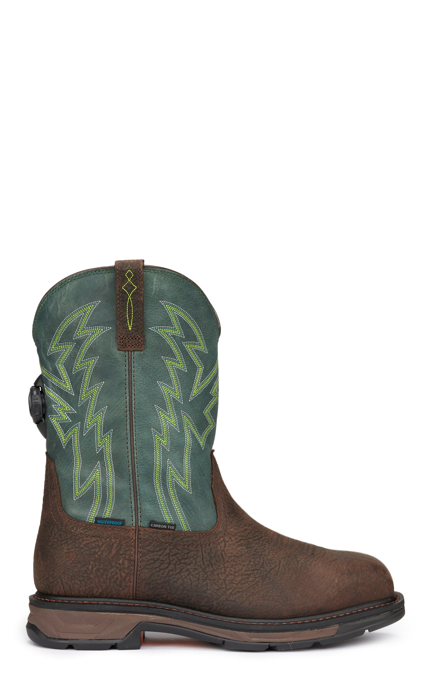 Ariat Men's WorkHog XT Brown and Dark Green BOA Fit Waterproof Square Carbon Toe Work Boots - Image 1