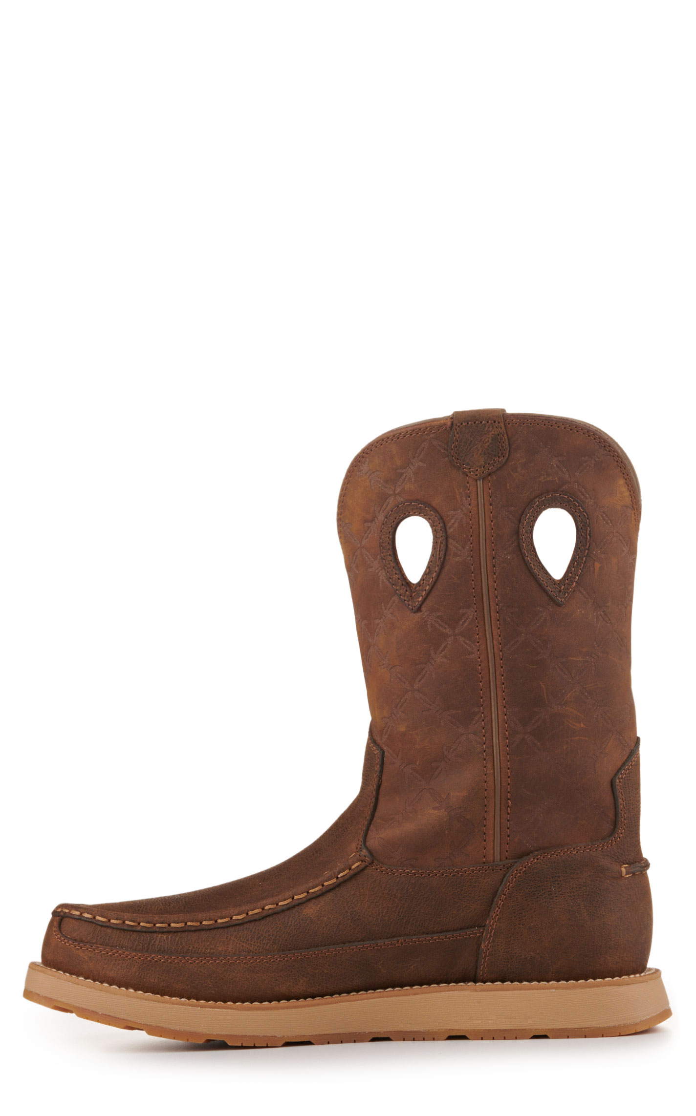 Twisted X Men's Brunette Brown and Pecan CellStretch Round Toe Wedge Work Boots - Image 1