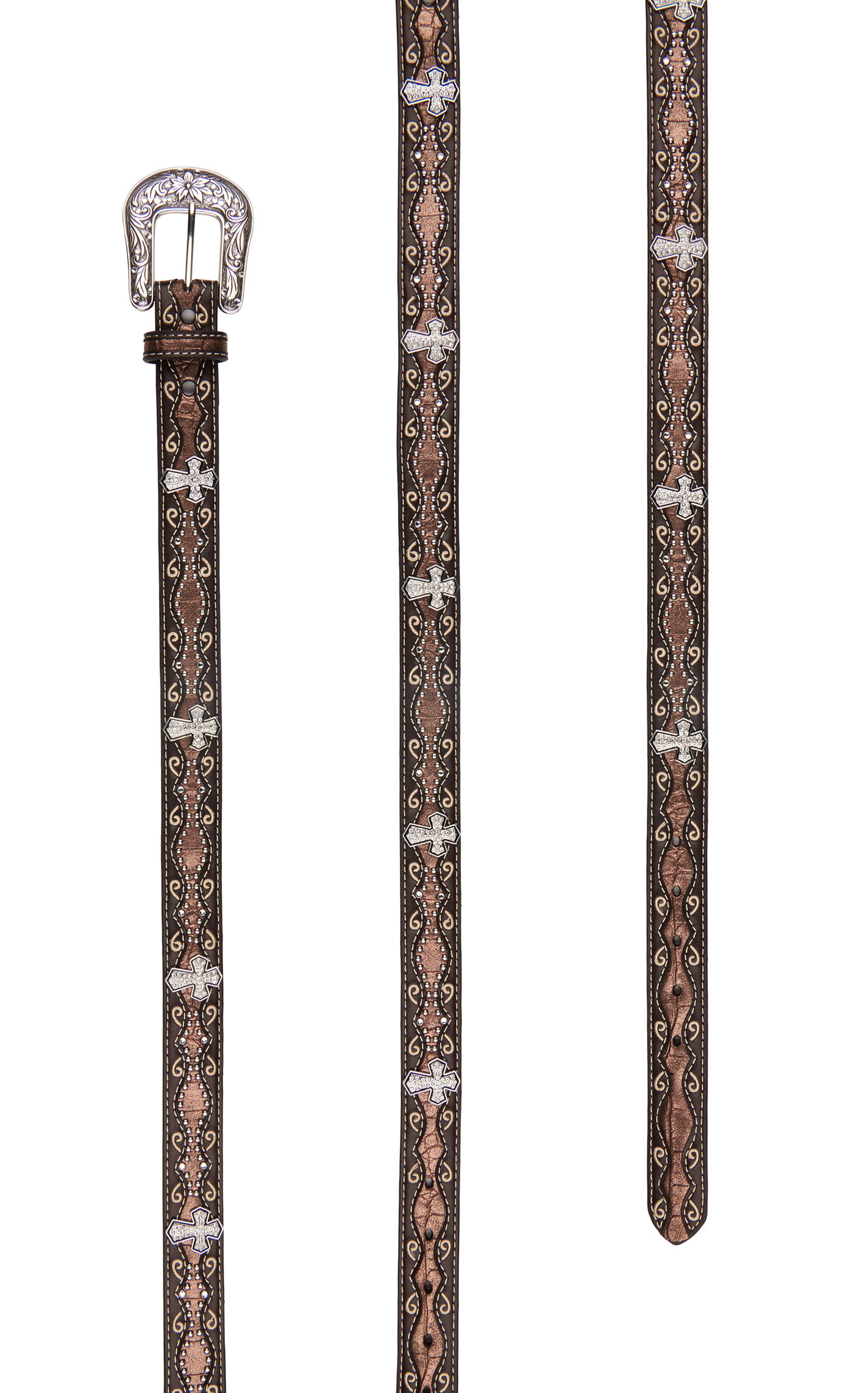 Ariat Girls' Brown & Bronze Cross Belt - Image 1