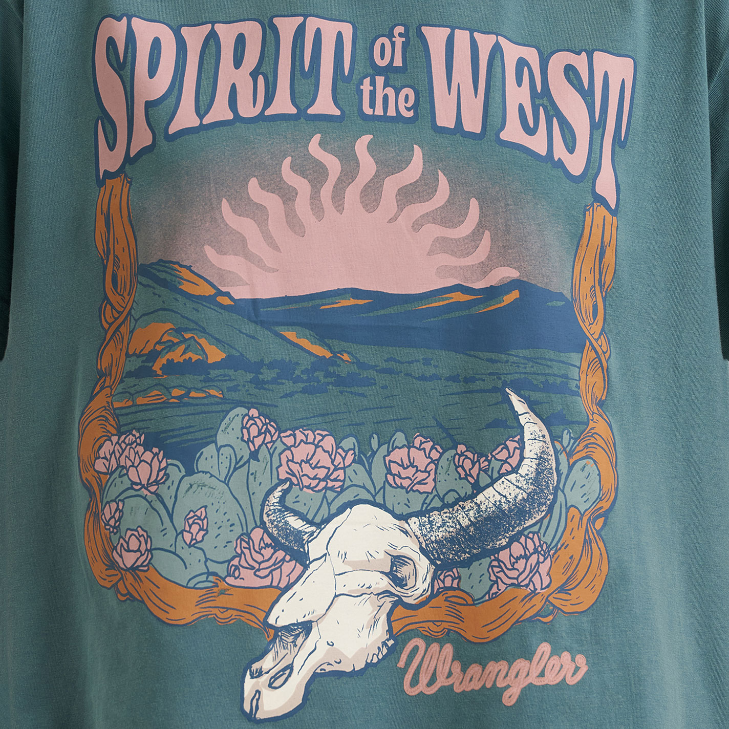 Wrangler Retro Women's Teal Green Spirit of the West Graphic T-Shirt - Image 1