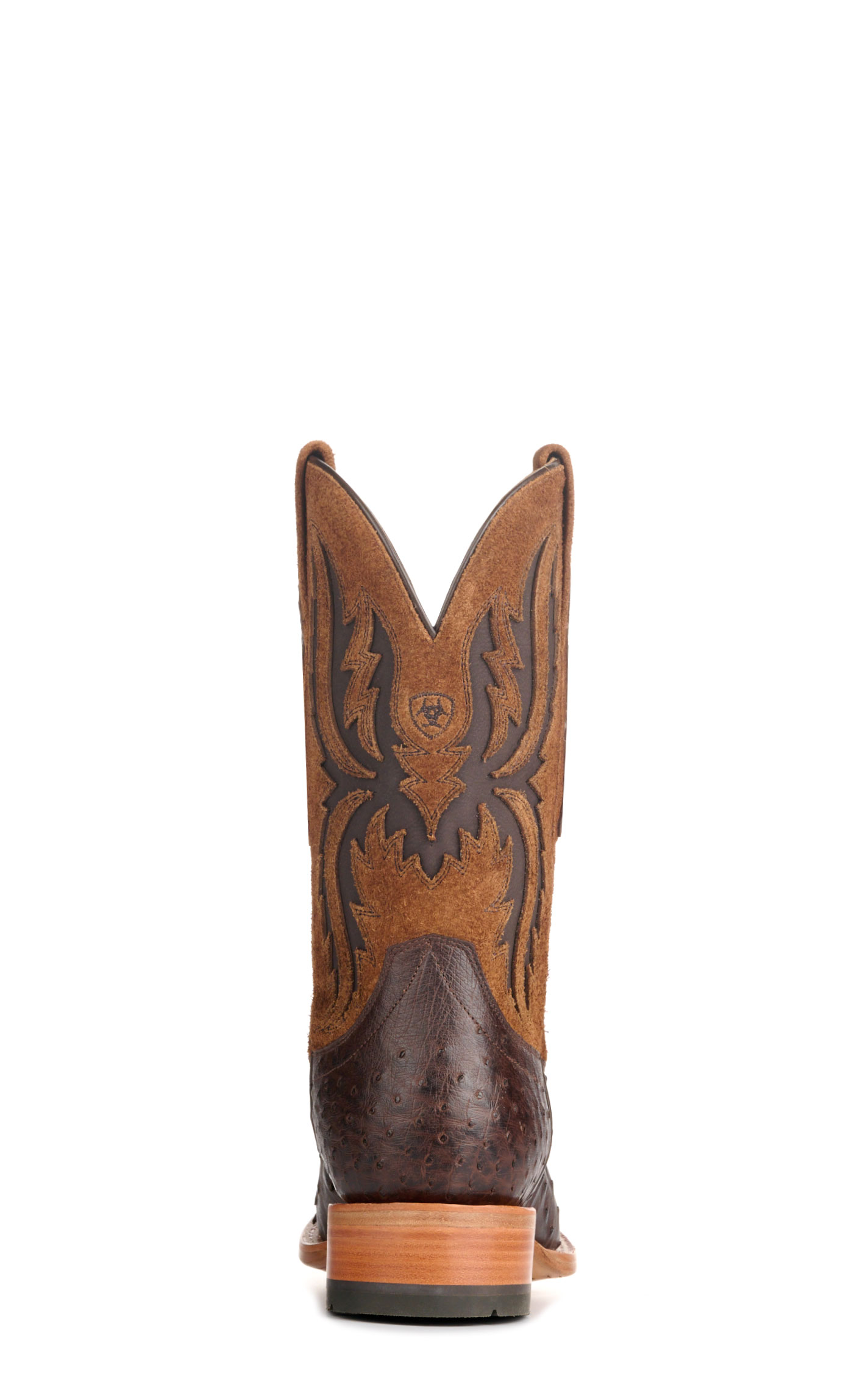 Ariat Men's Drifter Espresso Brown Full Quill Ostrich and Tan TekStep Wide Square Toe Exotic Cowboy Boots - Image 1