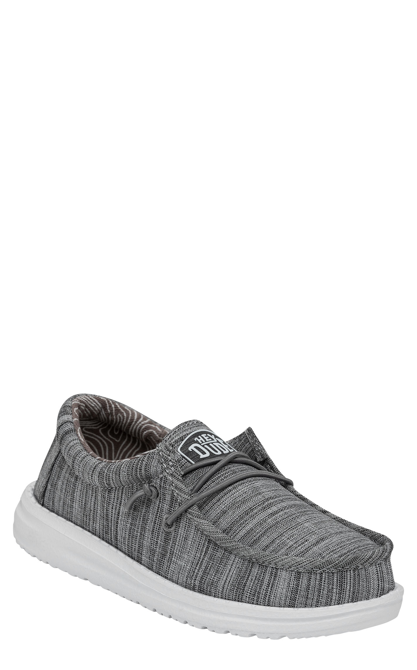 Hey Dude Boys' Wally Blend Linen Stone Moc Toe Lace Up Casual Shoes - Image 1