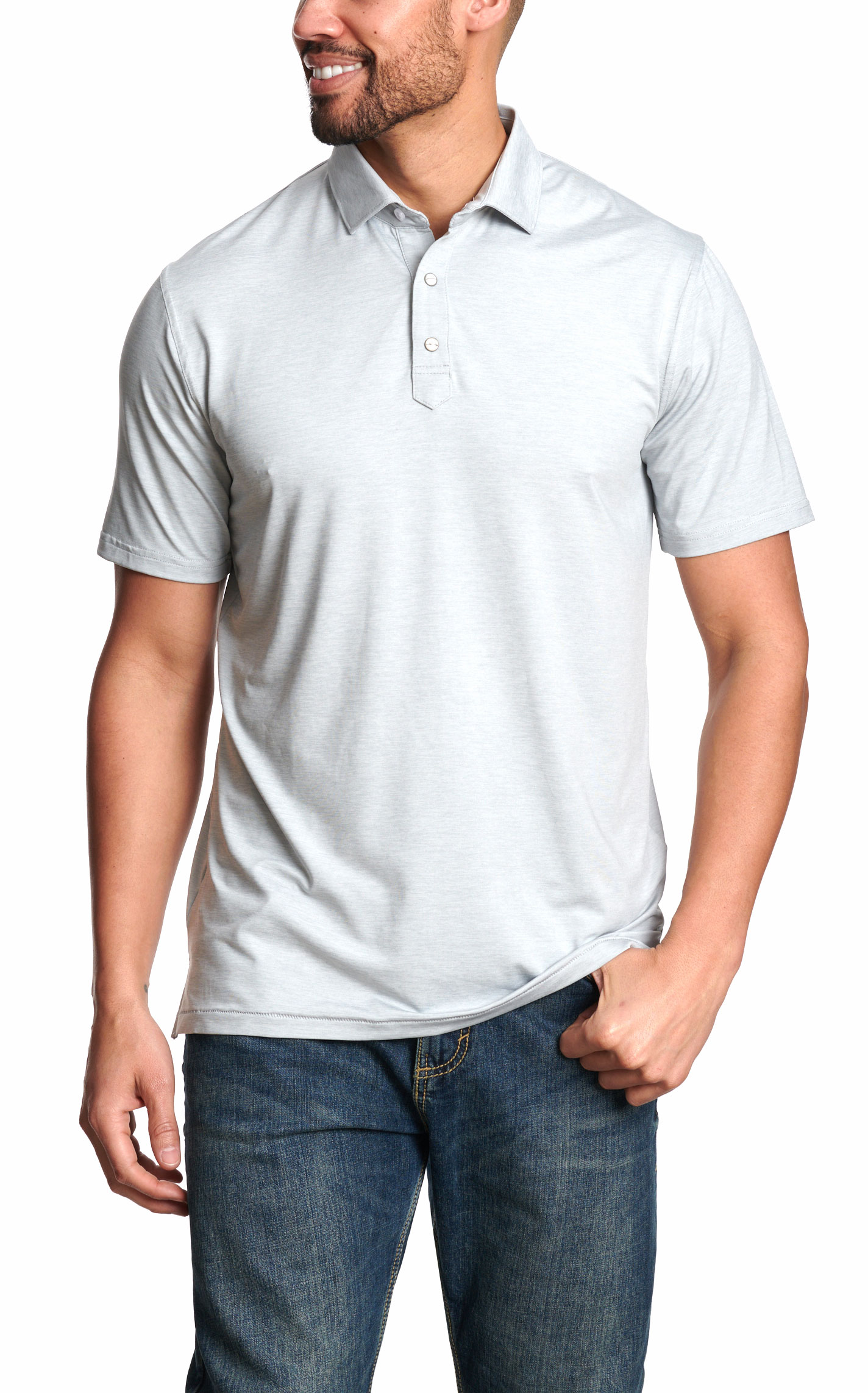 Rafter C Men's Pale Gray Polo Shirt - Image 1