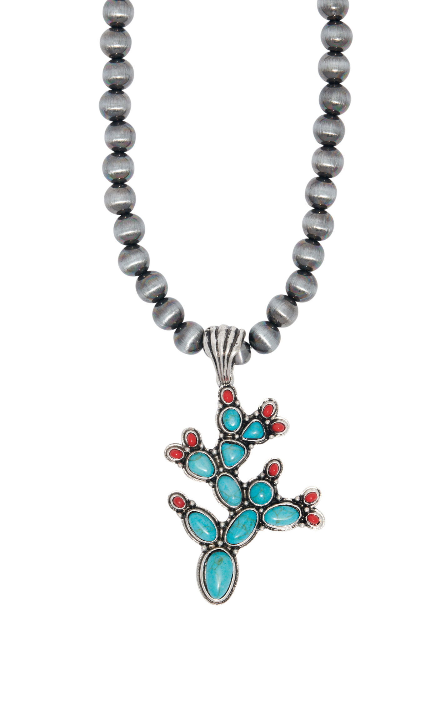 806 by Pink Panache Turquoise Prickly Pear Cactus Necklace - Image 2