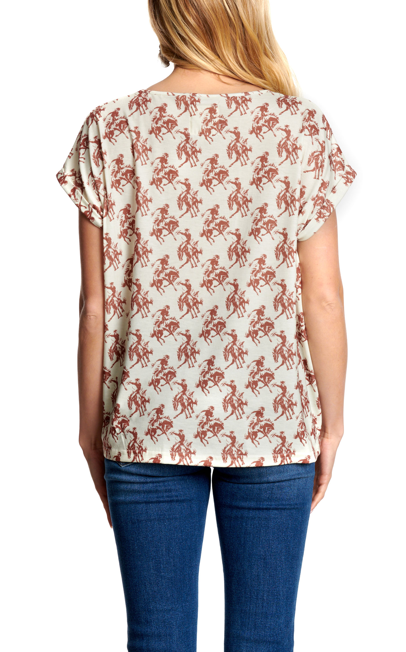 Cotton & Rye Women's White Buckaroo Print Knit Top - Image 1
