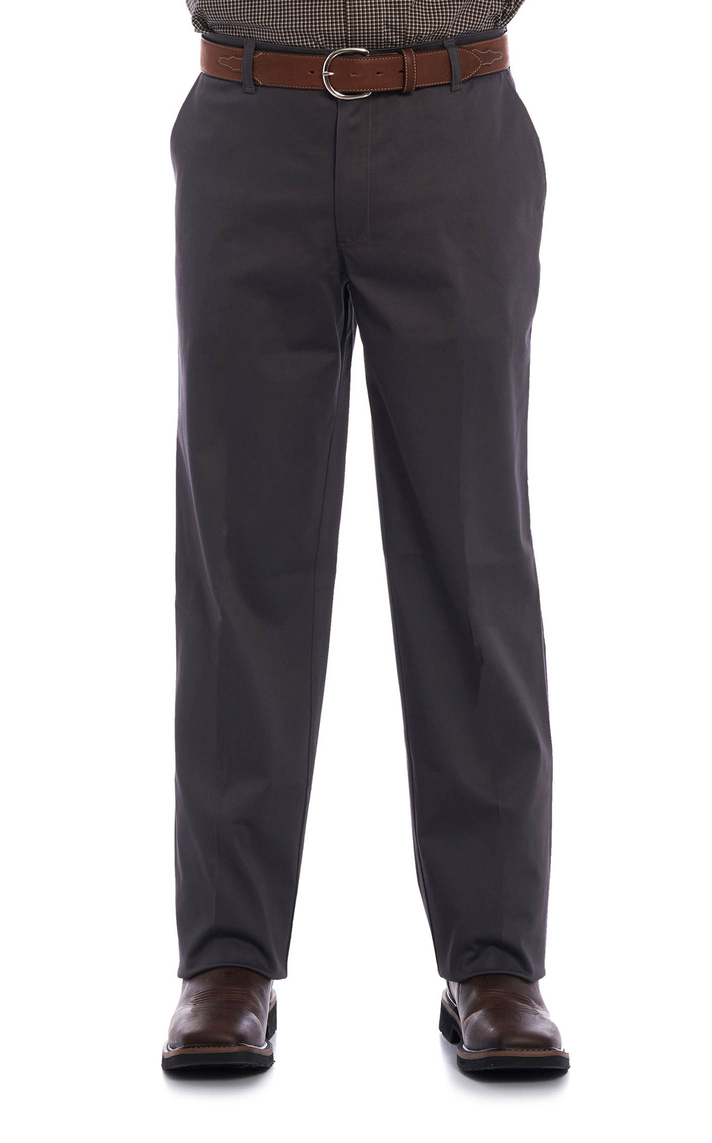 Wrangler Men's Casual Charcoal Flat Front Relaxed Fit Pants - Image 1