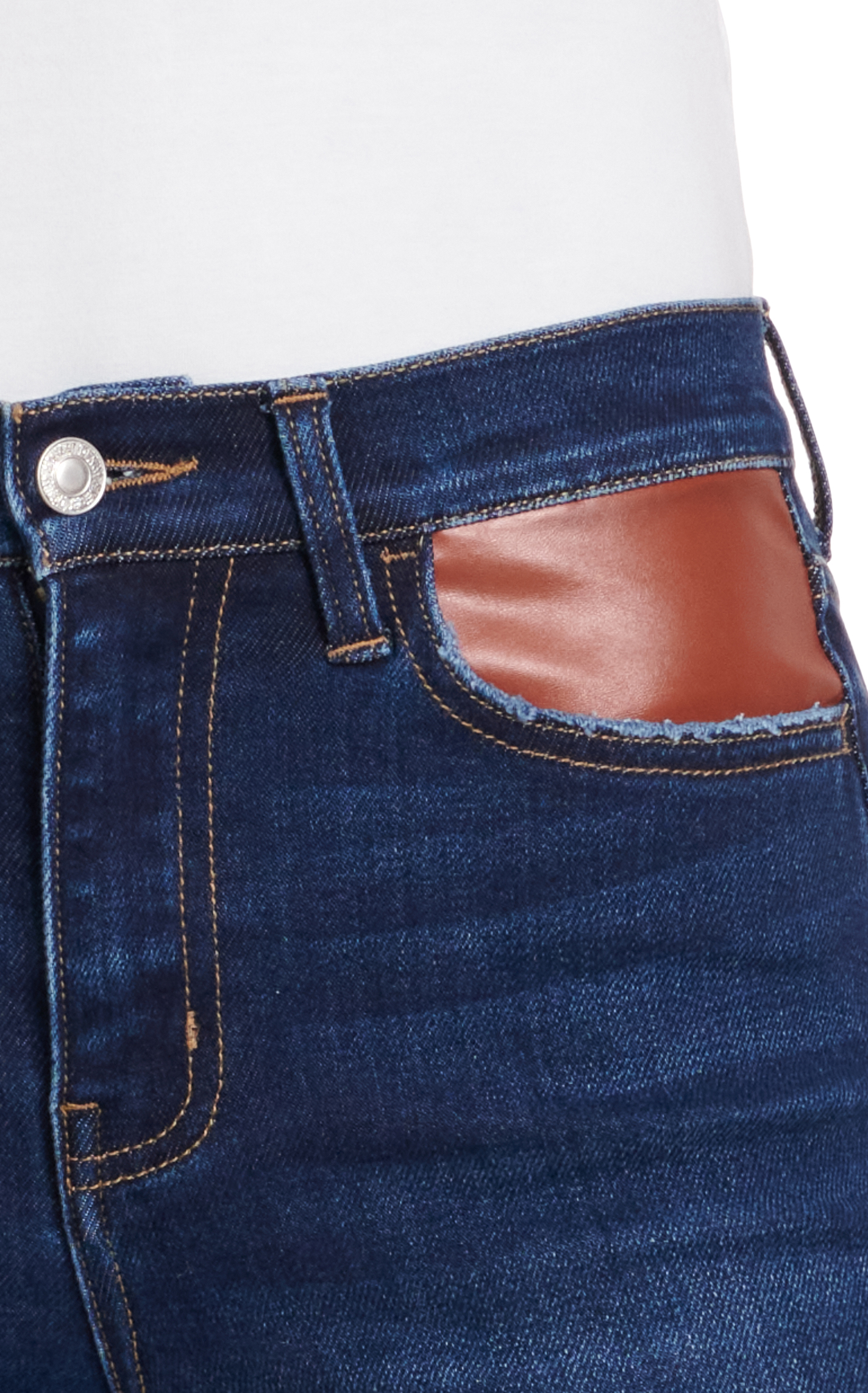 Vervet Women's Skylar Dark Wash Leather Front Pocket Boot Cut Jeans - Image 1