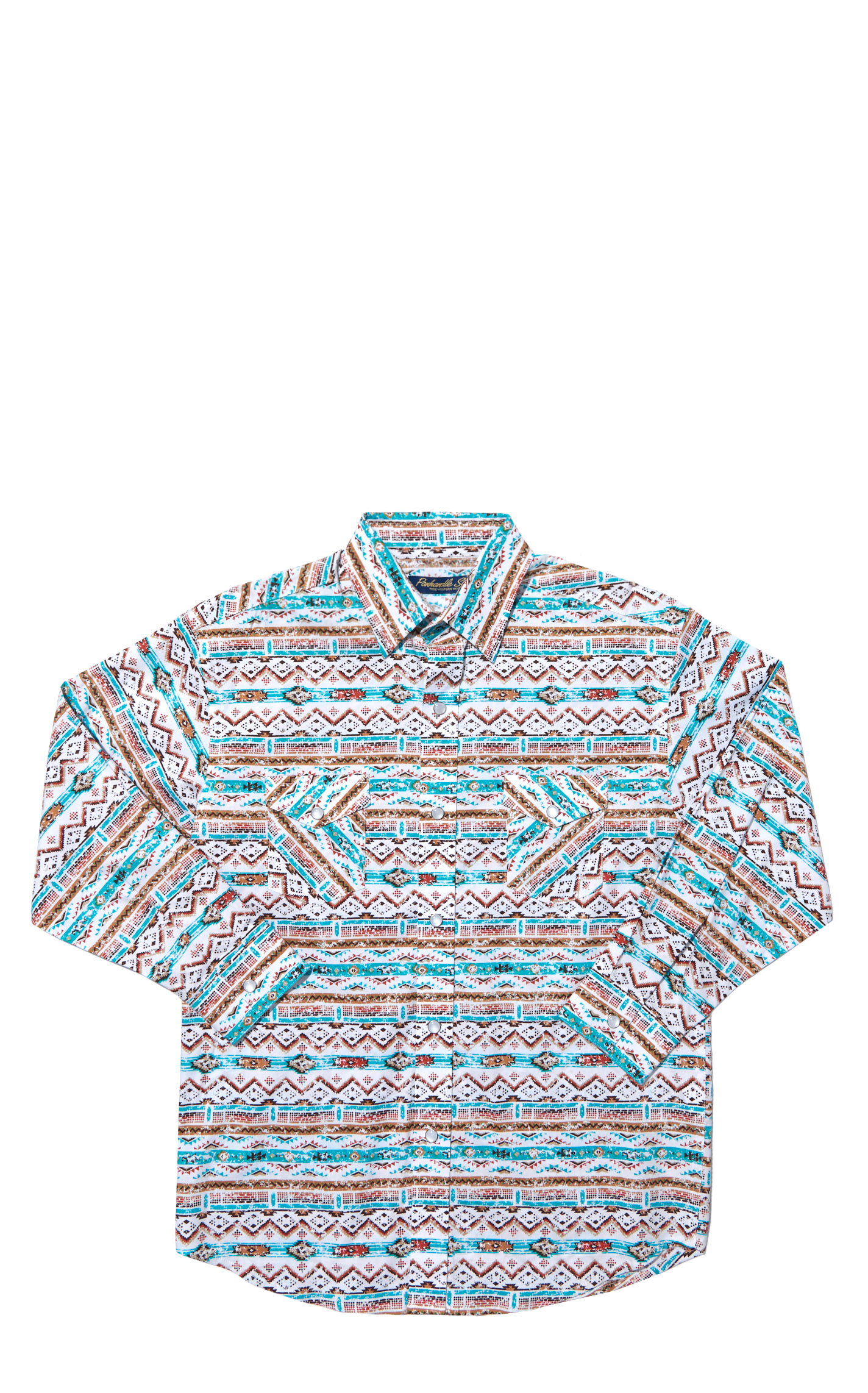 Panhandle Boy's Rough Stock Colorful Aztec Striped Western Shirt - Image 1