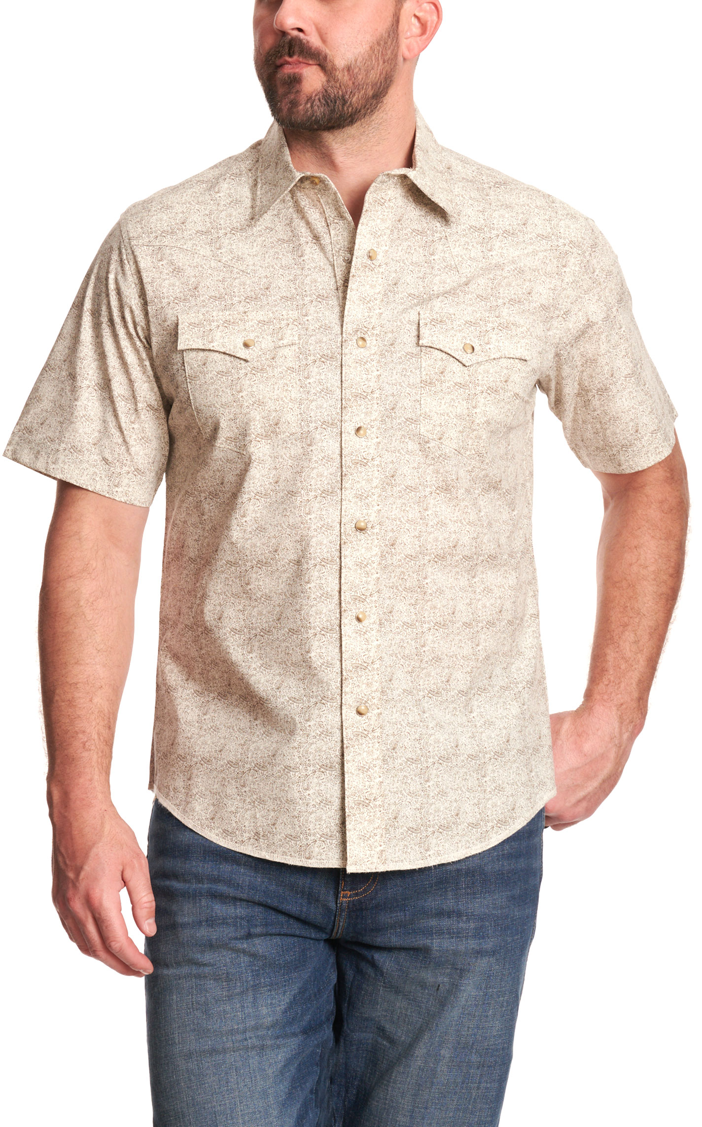 Wrangler Retro Men's Tan Paisley Print Western Shirt - Image 2