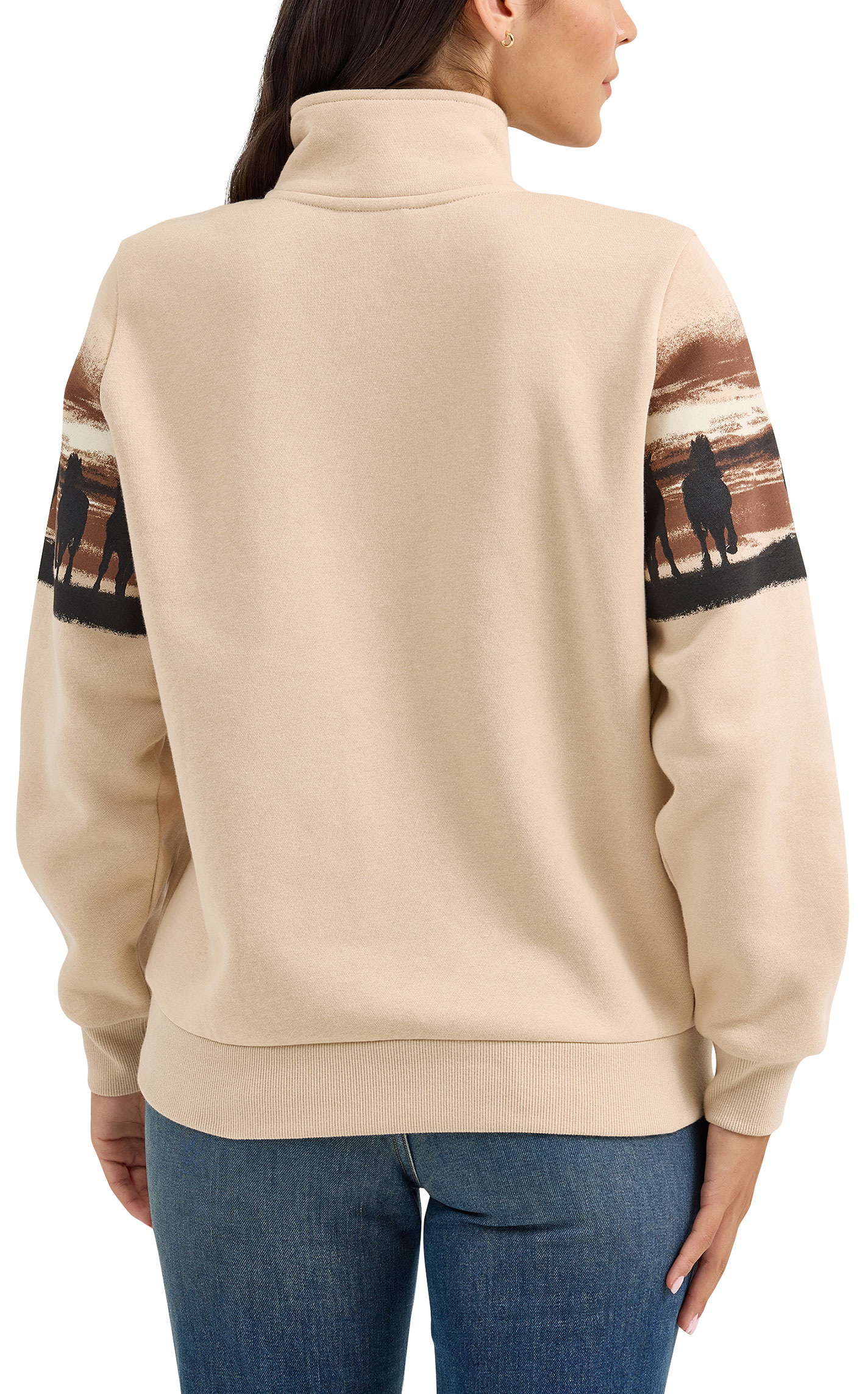 Wrangler Retro Women's Light Tan Horse Print Sweatshirt - Image 1