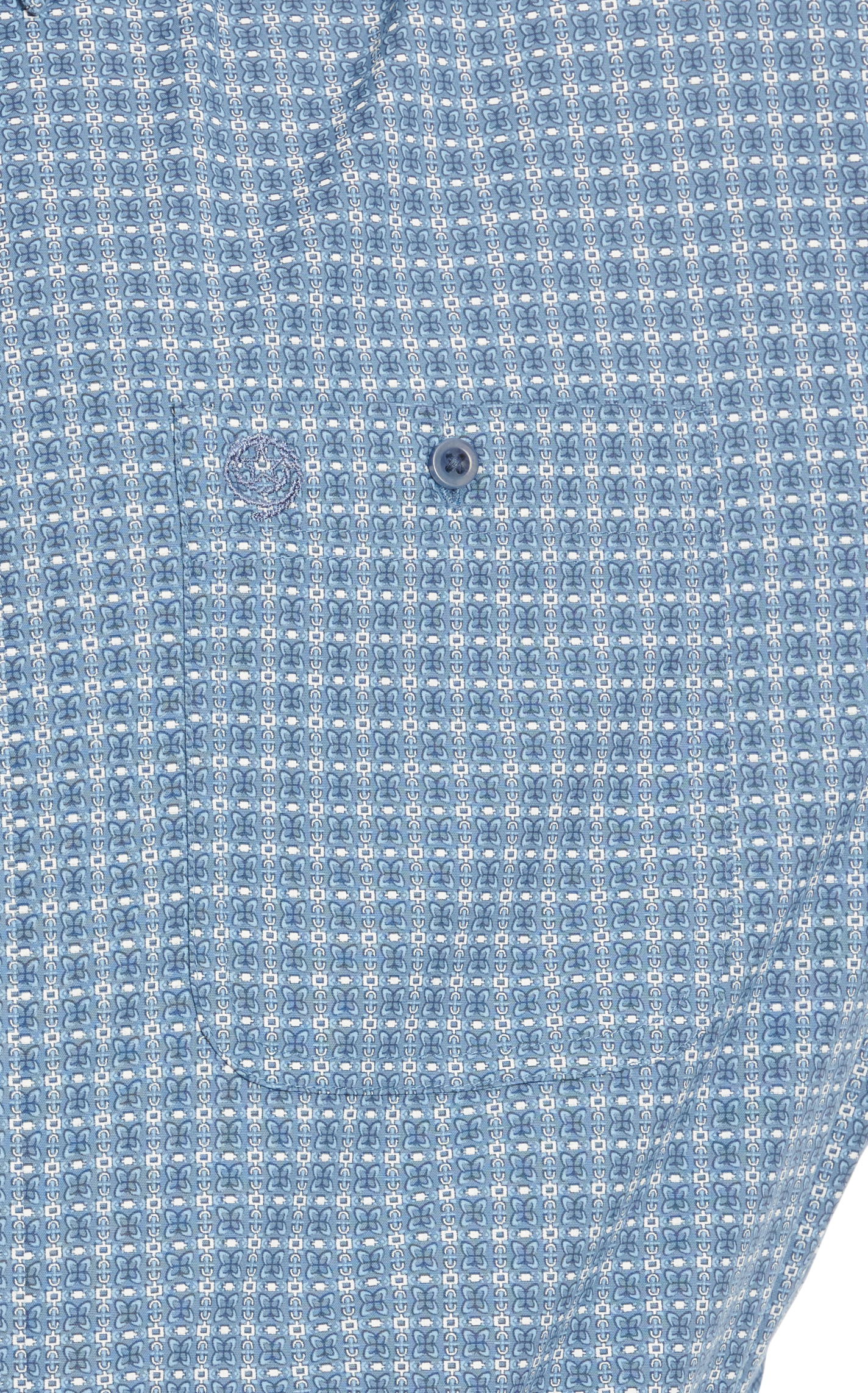 Wrangler Men's George Strait Collection Steel Blue & White Floral Geo Print Long Sleeve Western Shirt - Image 1