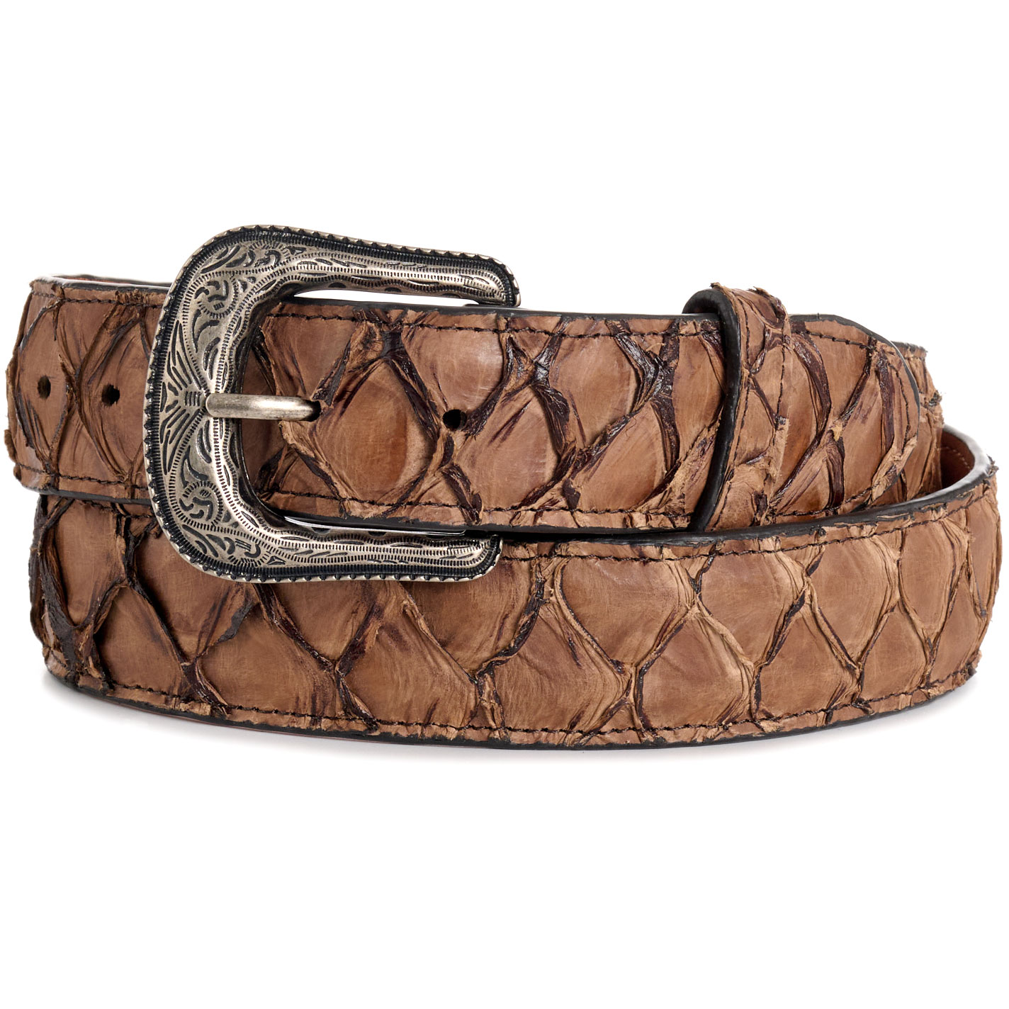 Cavender's Men's Mahogany Pirarucu Belt - Image 1
