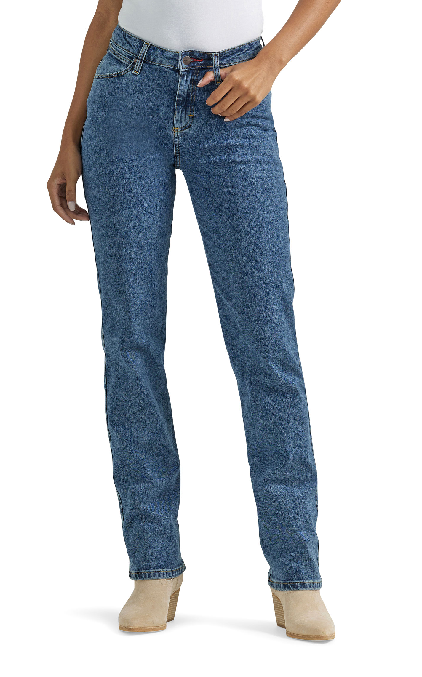Wrangler Women's Cowboy Cut Dark Wash High Rise Straight Leg Jeans - Image 1