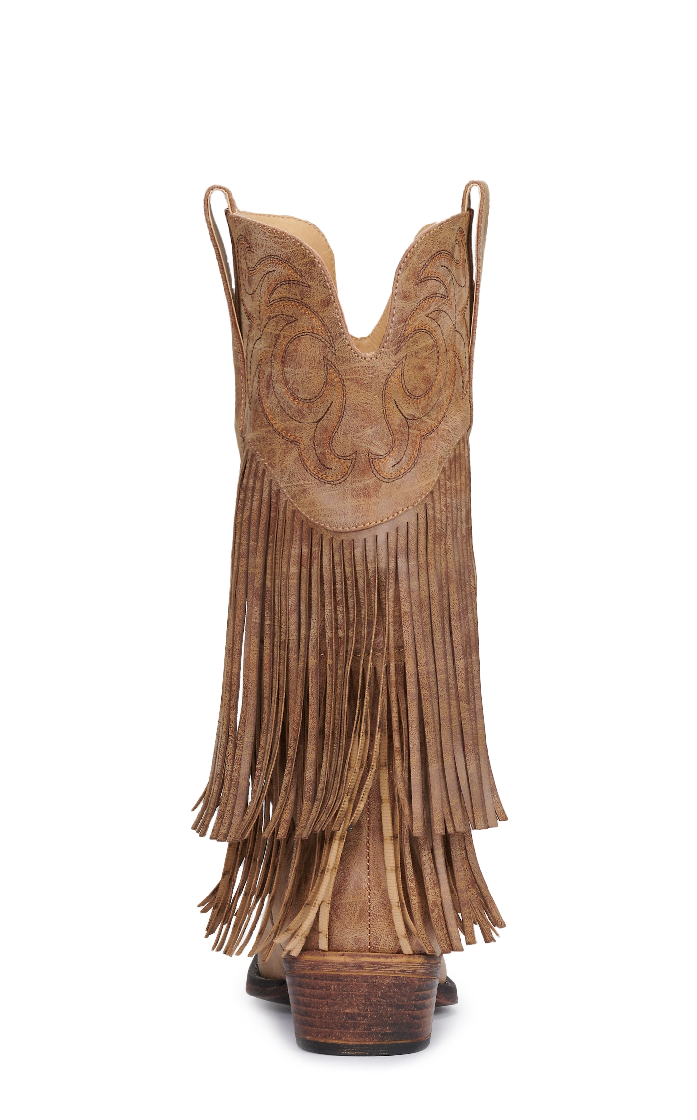 Roper Women's Tan Faux Leather with Fringe Snip Toe Boots - Image 1