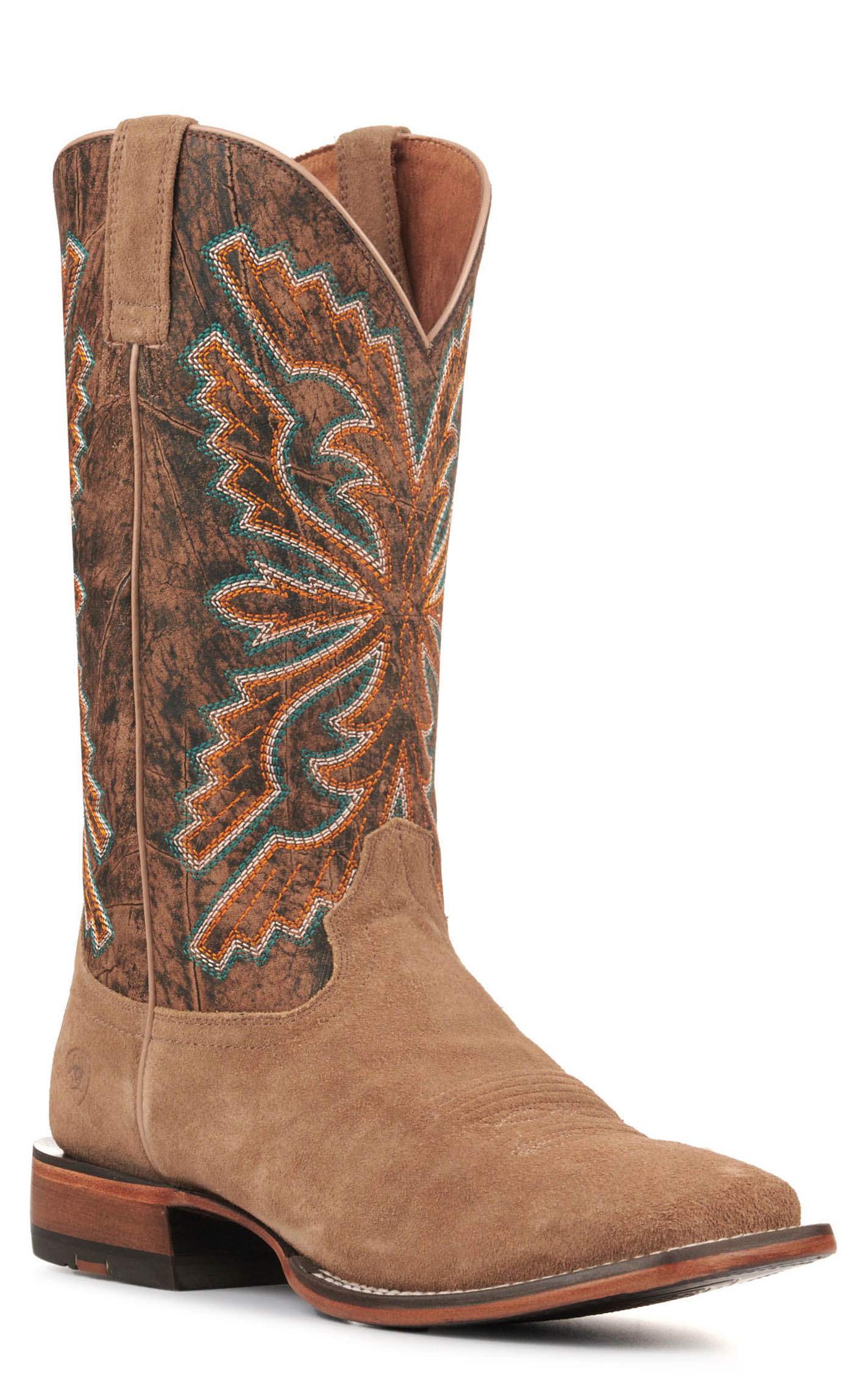 Ariat Men's Sting Tan Roughout and Dark Tan TekStep Wide Square Toe Cowboy Boots - Image 1