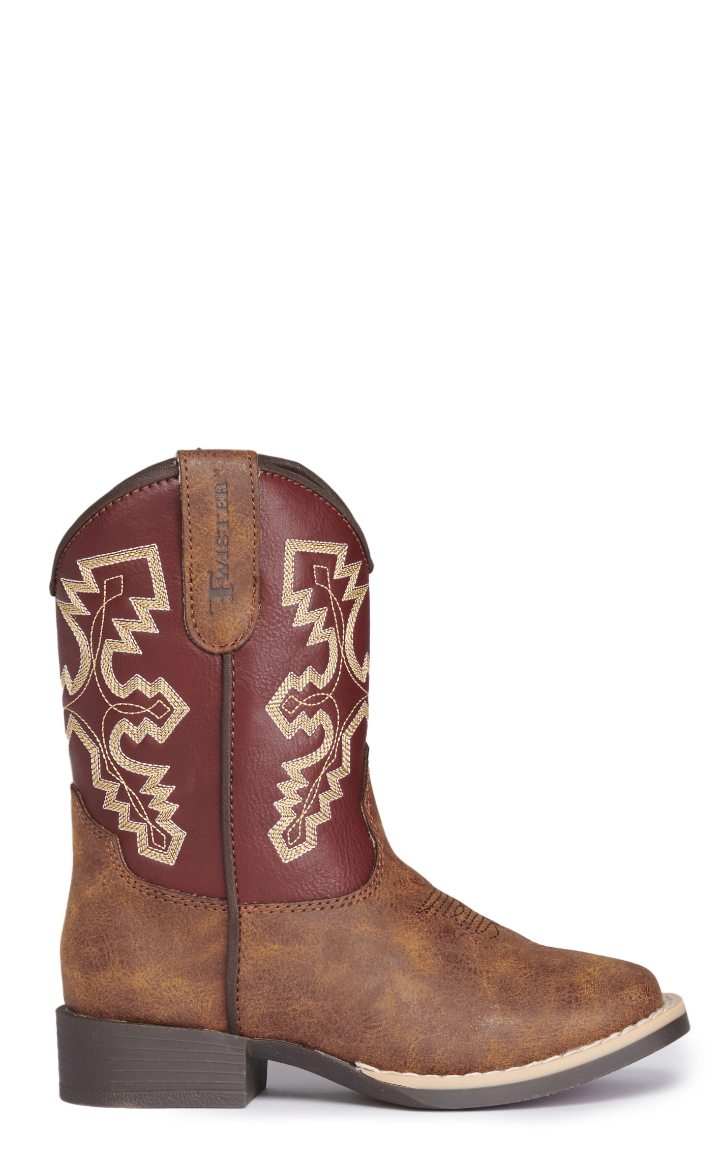 Twister Toddlers' Blake Burgundy and Brown Square Toe Cowboy Boots - Image 1