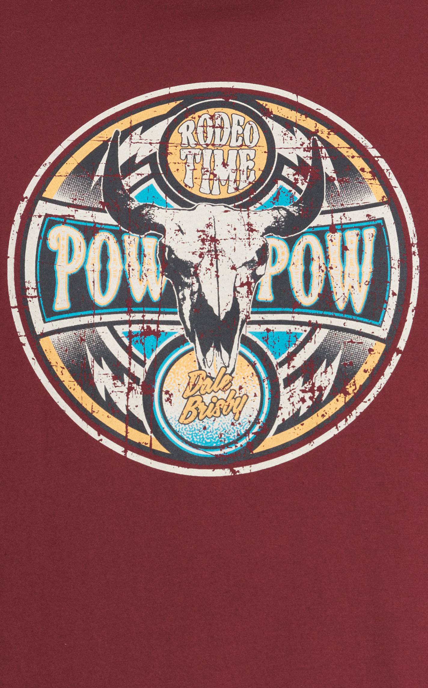 Rock & Roll Denim & Dale Brisby Unisex Burgundy & Skull Graphic T-Shirt - Image 1