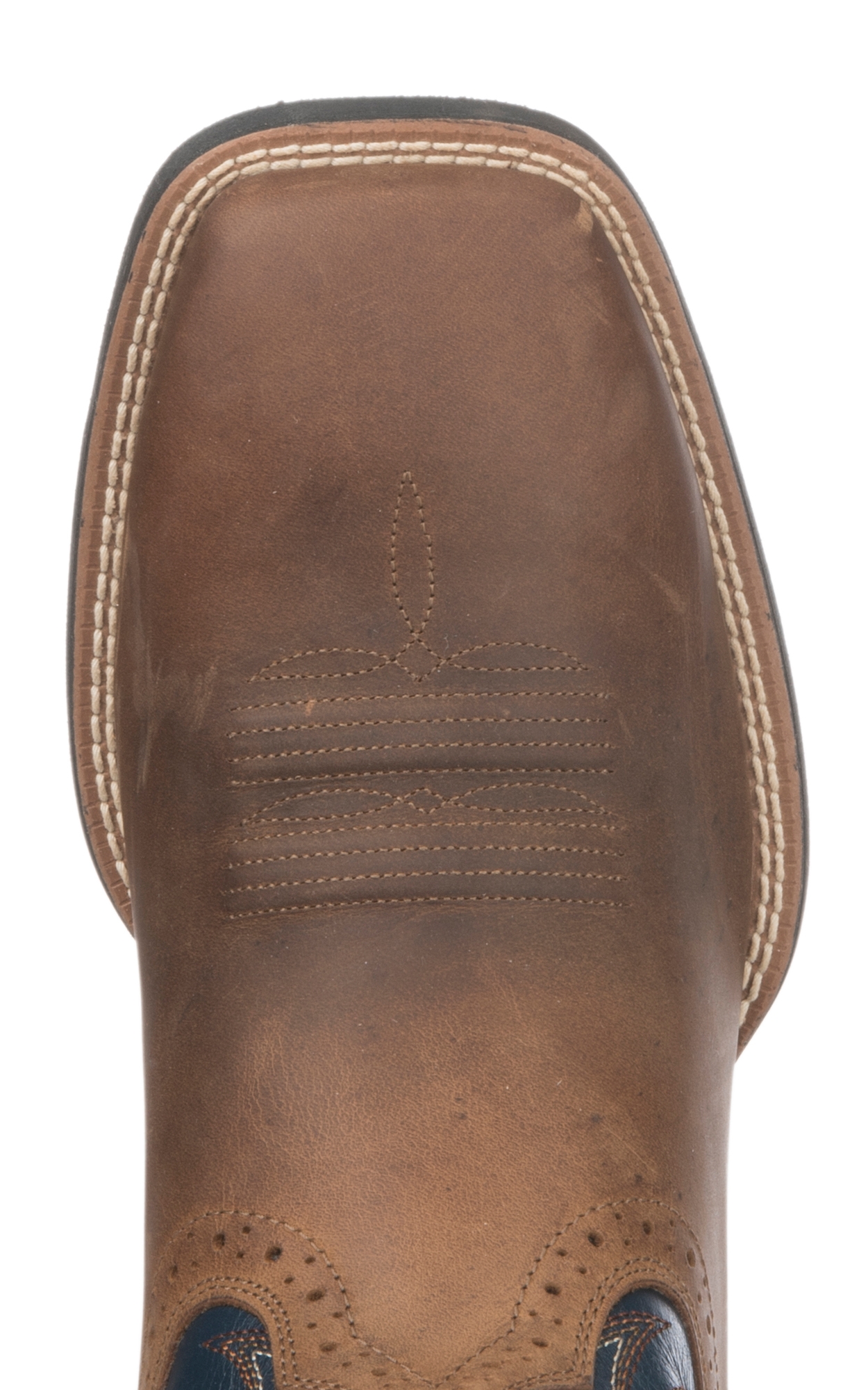 Ariat Men's Sport Sidebet Distressed Brown & Blue Wide Square Toe Cowboy Boots - Image 1